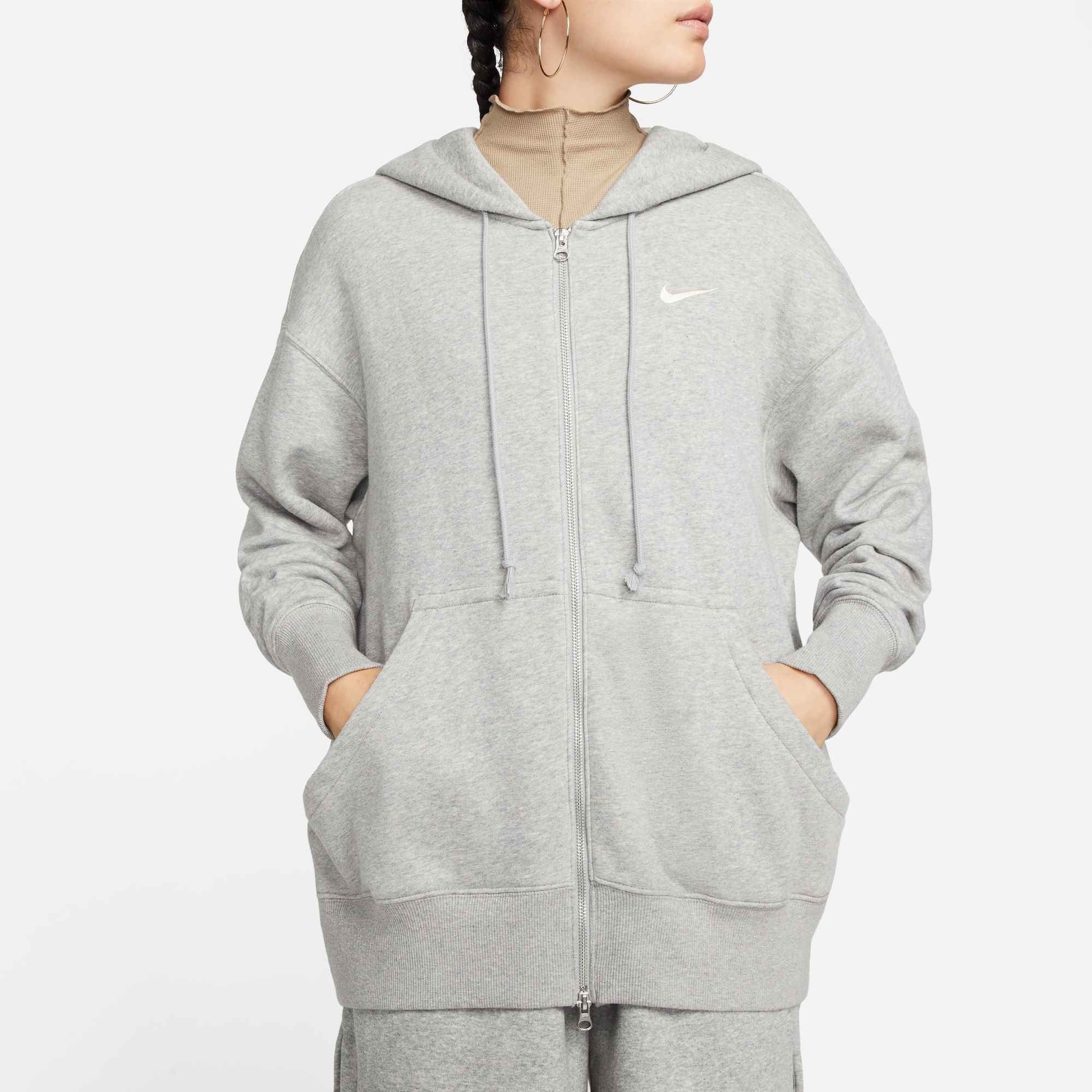 Nike Sportswear Kapuzensweatshirt »W NSW PHNX FLC FZ OS HOODIE«, Oversize-Schnitt, mit Reißverschluss, mit Kängurutasche
