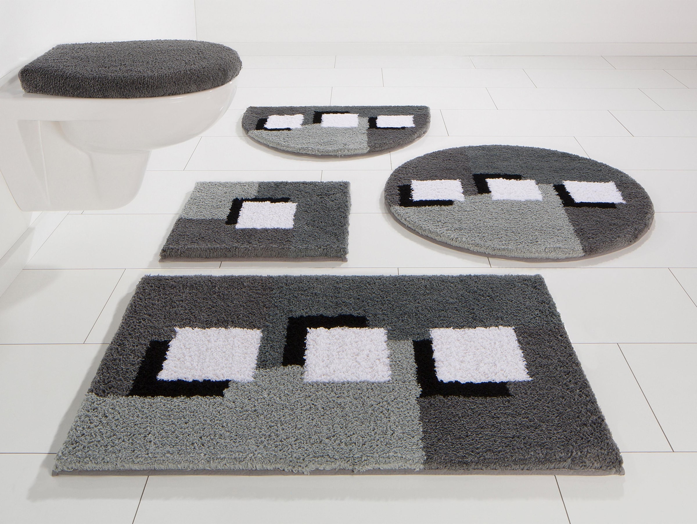 my home Badematte »Ada, Badvorleger, Badezimmer Teppich«, rutschhemmend beschichtet, schnell trocknend-strapazierfähig-fußbodenheizungsgeeignet, Badteppich, Badematten auch als 3 teiliges Set erhältlich