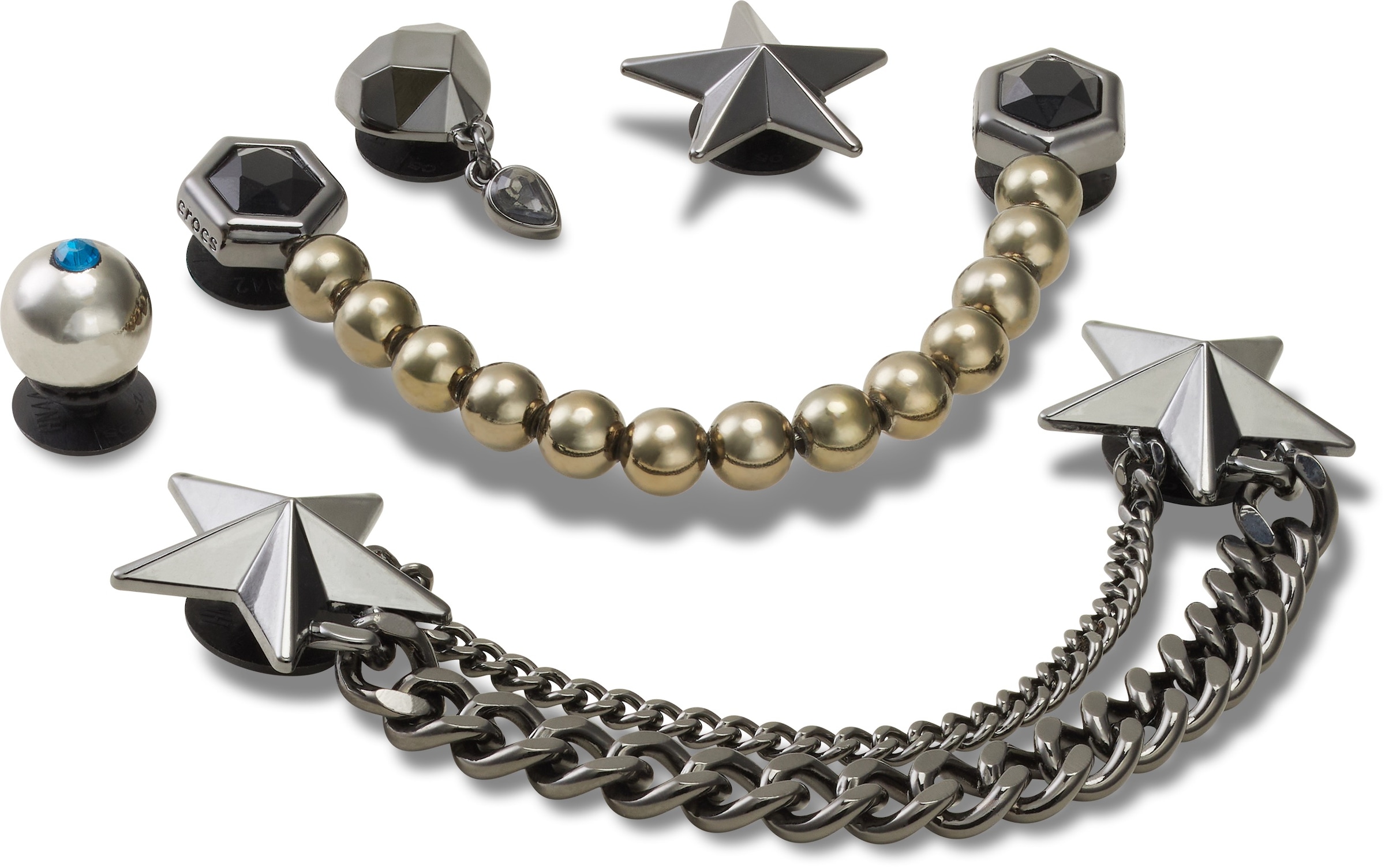 Crocs Schuhanstecker »Jibbitz™  Punk Gunmetal« Set, Kein Spielzeug. Nicht für Kinder unter 3 Jahren geeignet, 5 Stk. , Charm, Anstecker für Crocs Schuhe