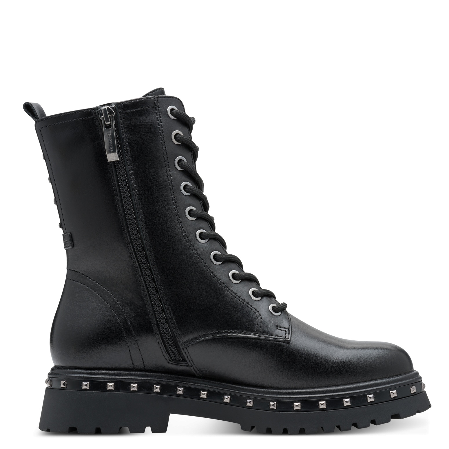 Tamaris Schnürboots  , Blockabsatz, Plateau, Schnürstiefelette mit Nieten am Sohlenrand