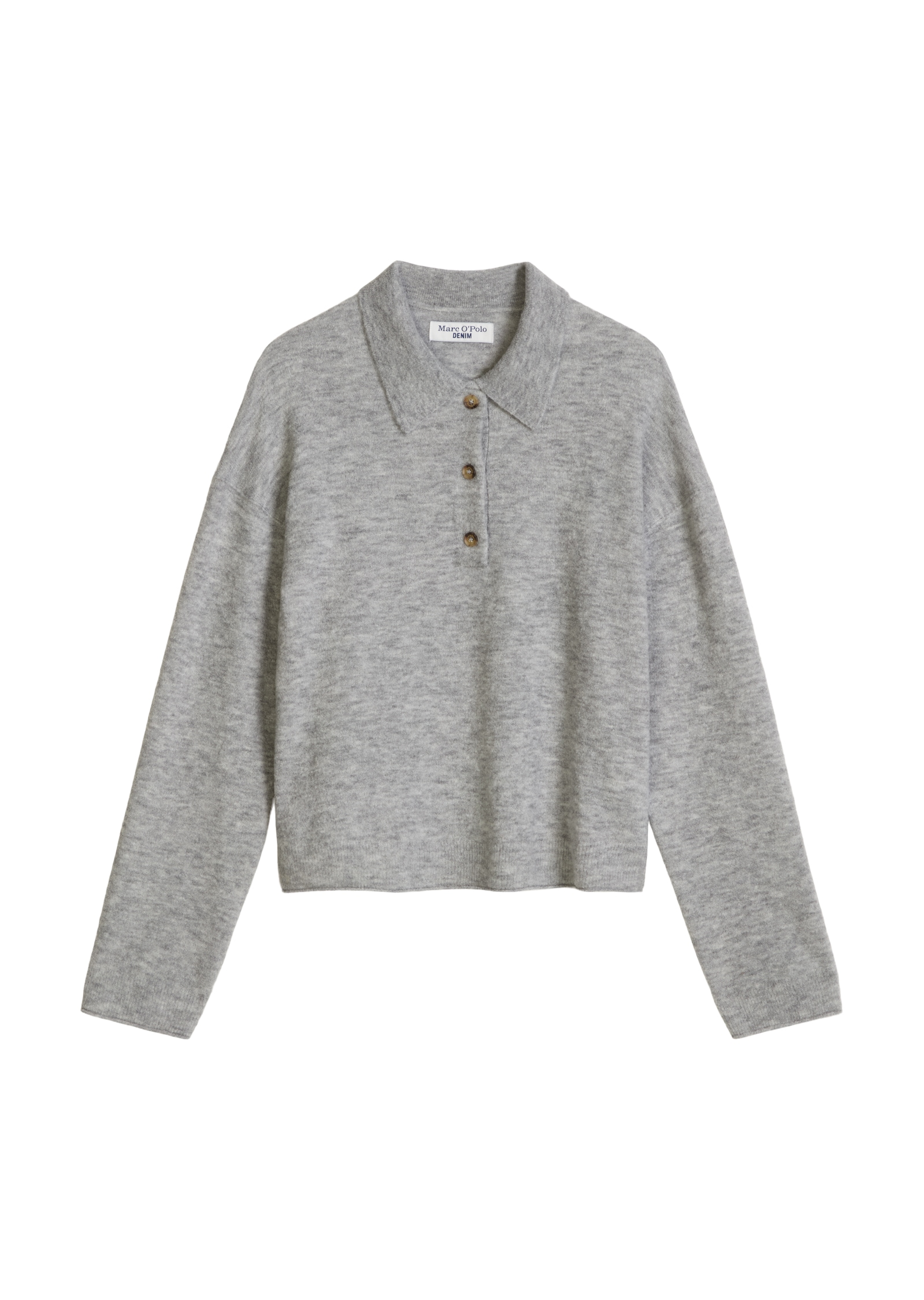 Marc O'Polo DENIM Langarm-Poloshirt Strick, relaxed aus Bouclé-Garn, mit Schurwolle