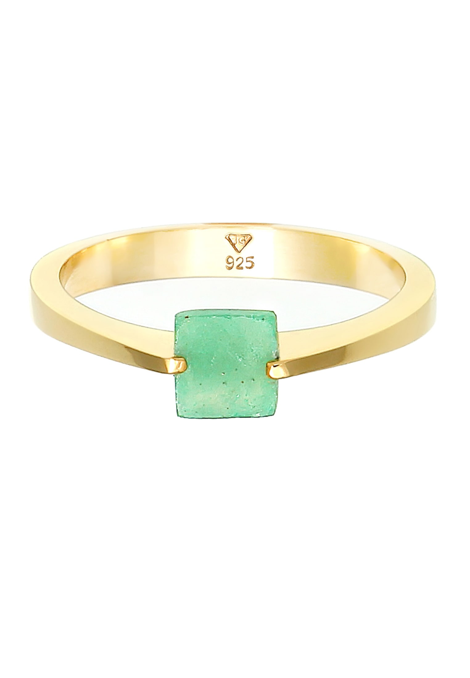 Elli Premium Silberring »Ring Jade Grün Dreieck klassik 925 Silber vergoldet«