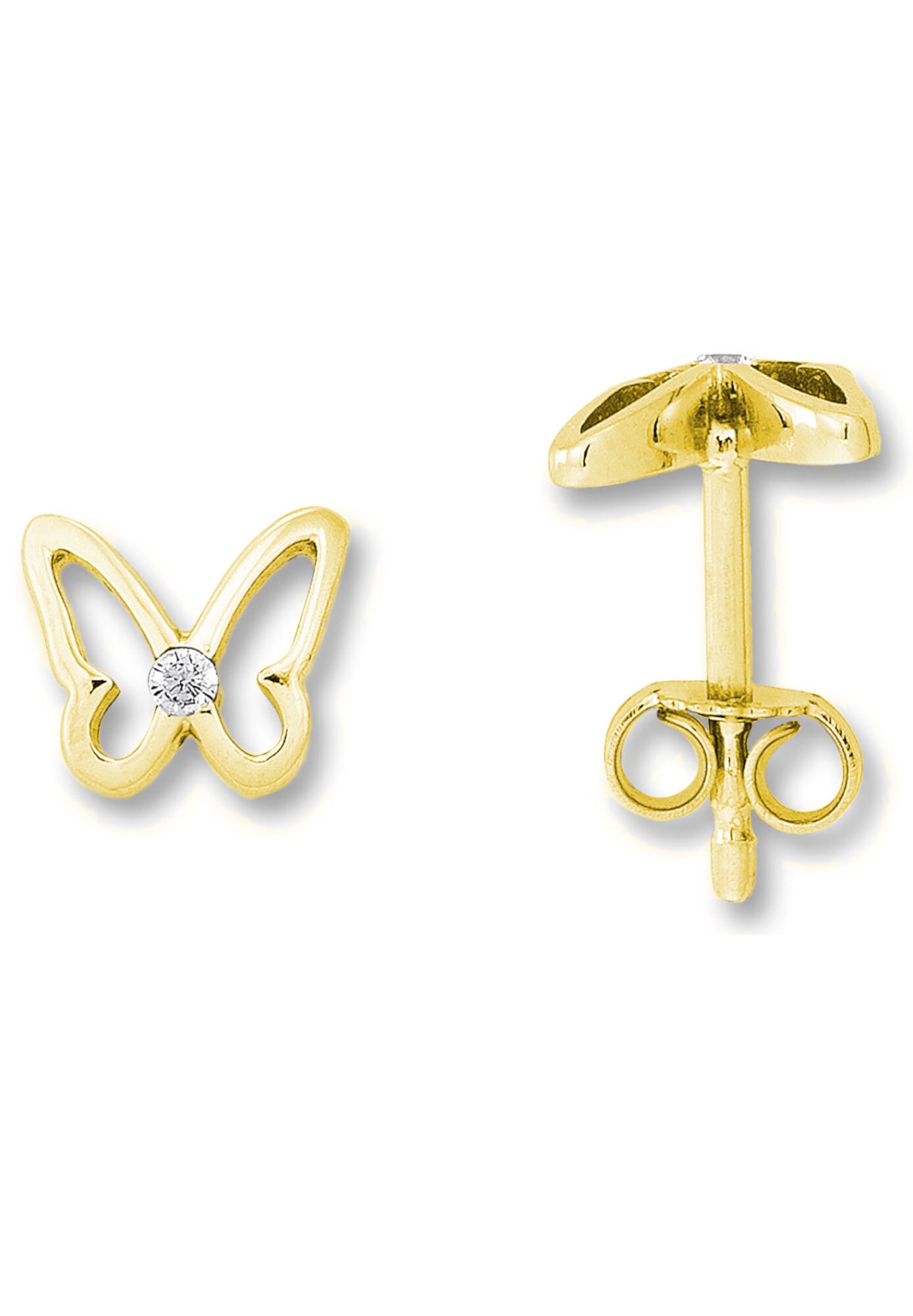 ONE ELEMENT Paar Ohrstecker »Zirkonia Schmetterling Ohrringe  Ohrstecker aus 333 Gelbgold«