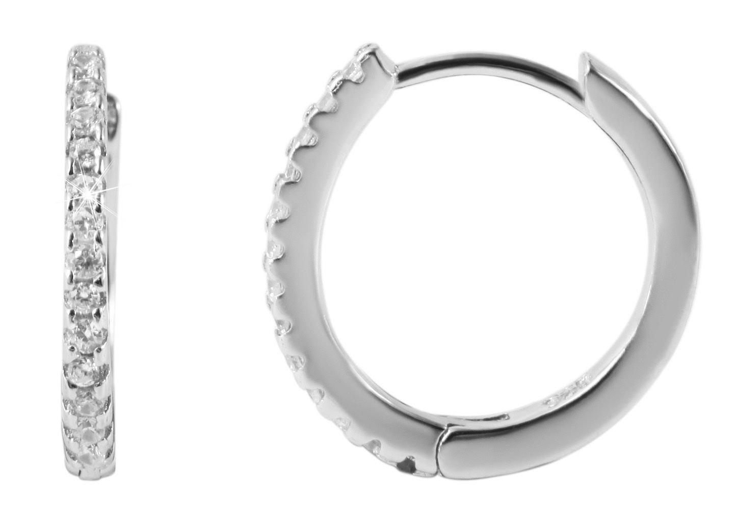 Adelia´s Paar Creolen »Damen Ohrringe ¿ Klappcreole aus 925 Silber mit Zirkonia«