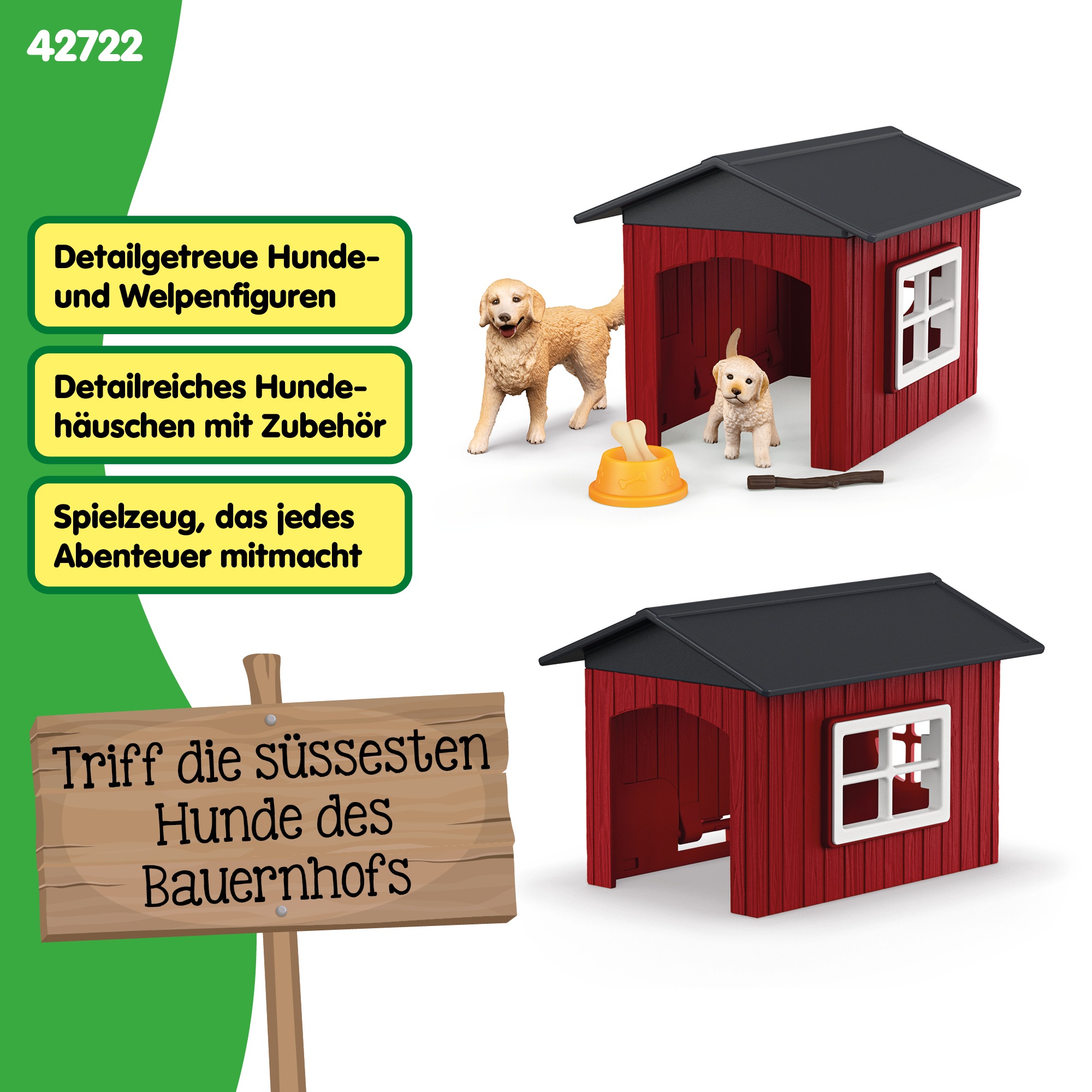 Schleich® Spielwelt »FARM WORLD, Hundehütte mit Goldenretrievern  (42722)«