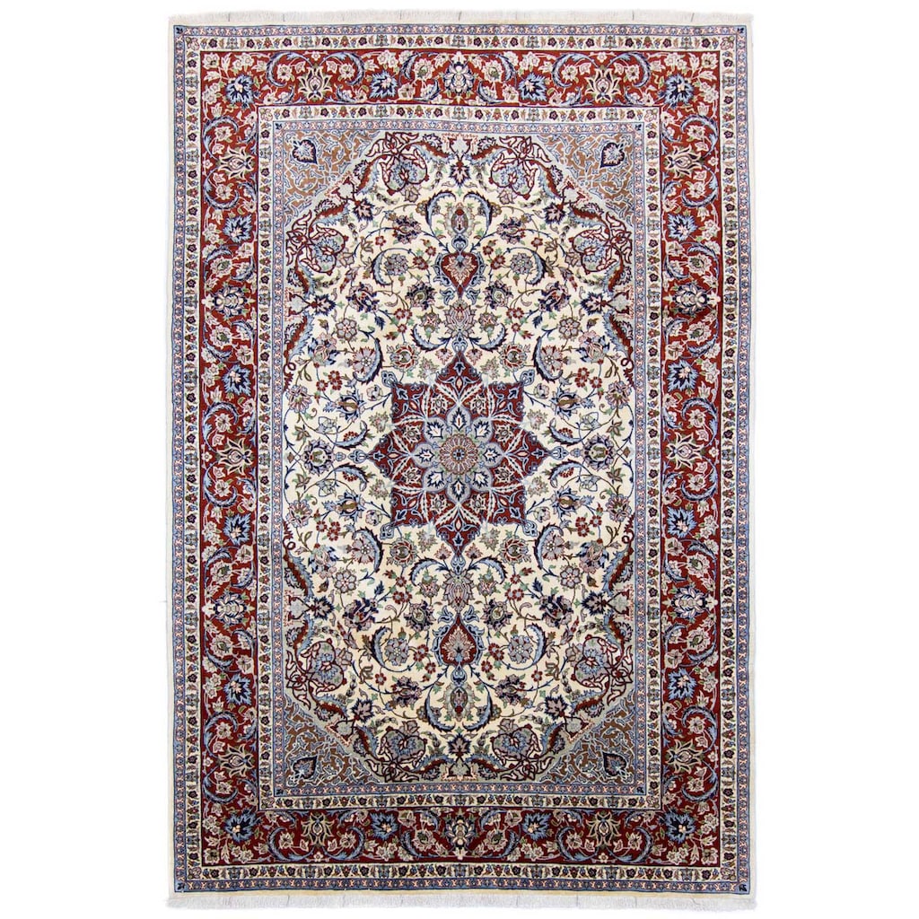 morgenland Wollteppich »Isfahan Medaillon Bianco naturale 304 x 206 cm«, rechteckig