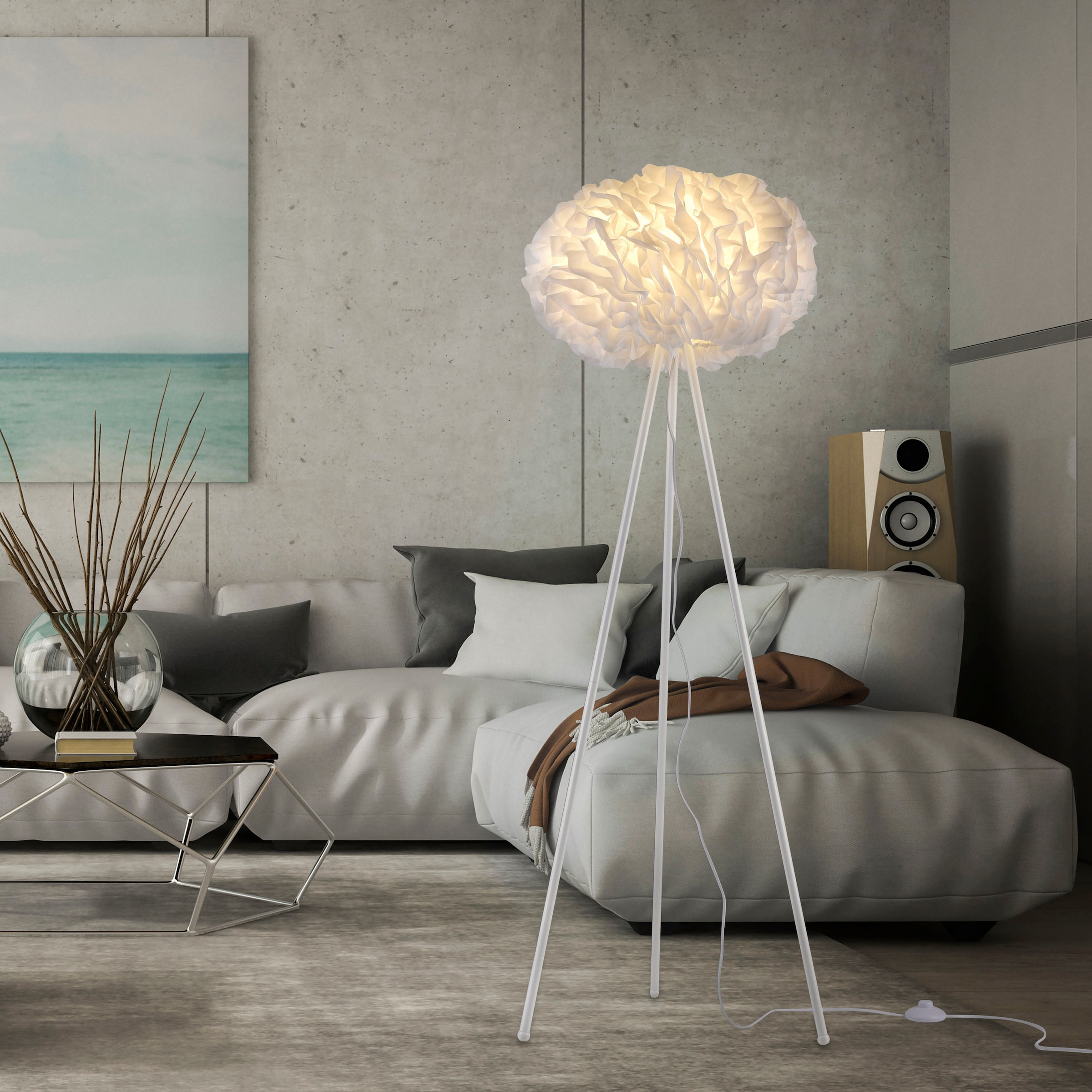 JUST LIGHT Stehlampe »LOLAsmart-NAOMI«, 1 flammig, Leuchtmittel E27 | LED wechselbar, MEDION-App, IR-Fernbedienung, Bezug bei 30° waschbar, trocknergeeignet