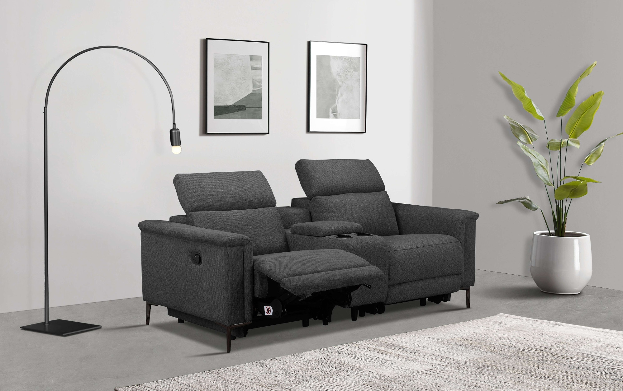 Places of Style 2-Sitzer »Lund, 2er-Kinosofa, TV-Sessel, Multimedia-Sofa,«, m. elektrischer o. manueller Relaxfunktion, Getränkehalter u. Staufach