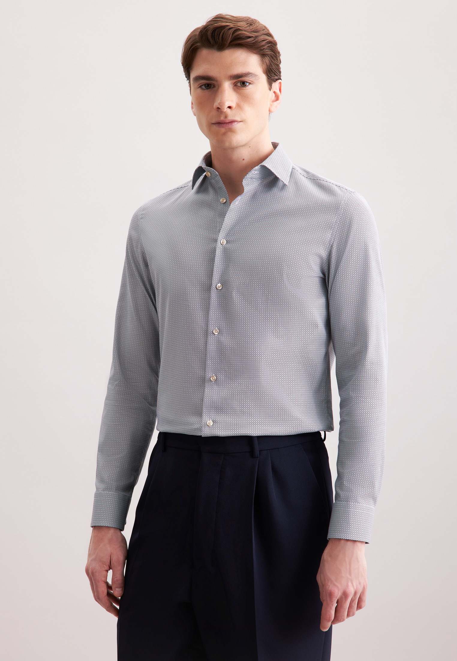 Seidensticker Herren Businesshemd »Schwarze Rose« Slim 1/1 Kentkragen Druck, Größe M (40)