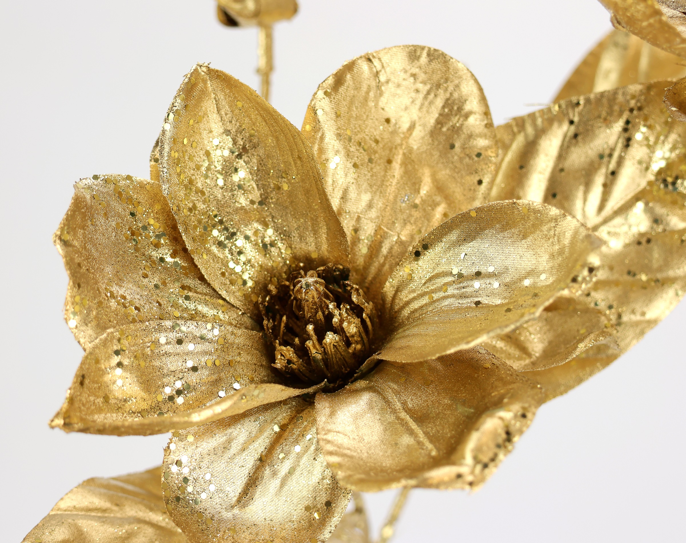 I.GE.A. Kunstblume »Magnolie« 2er Set Dekoblume Metallic Effekt glänzende Weihnachtsdeko Blüten