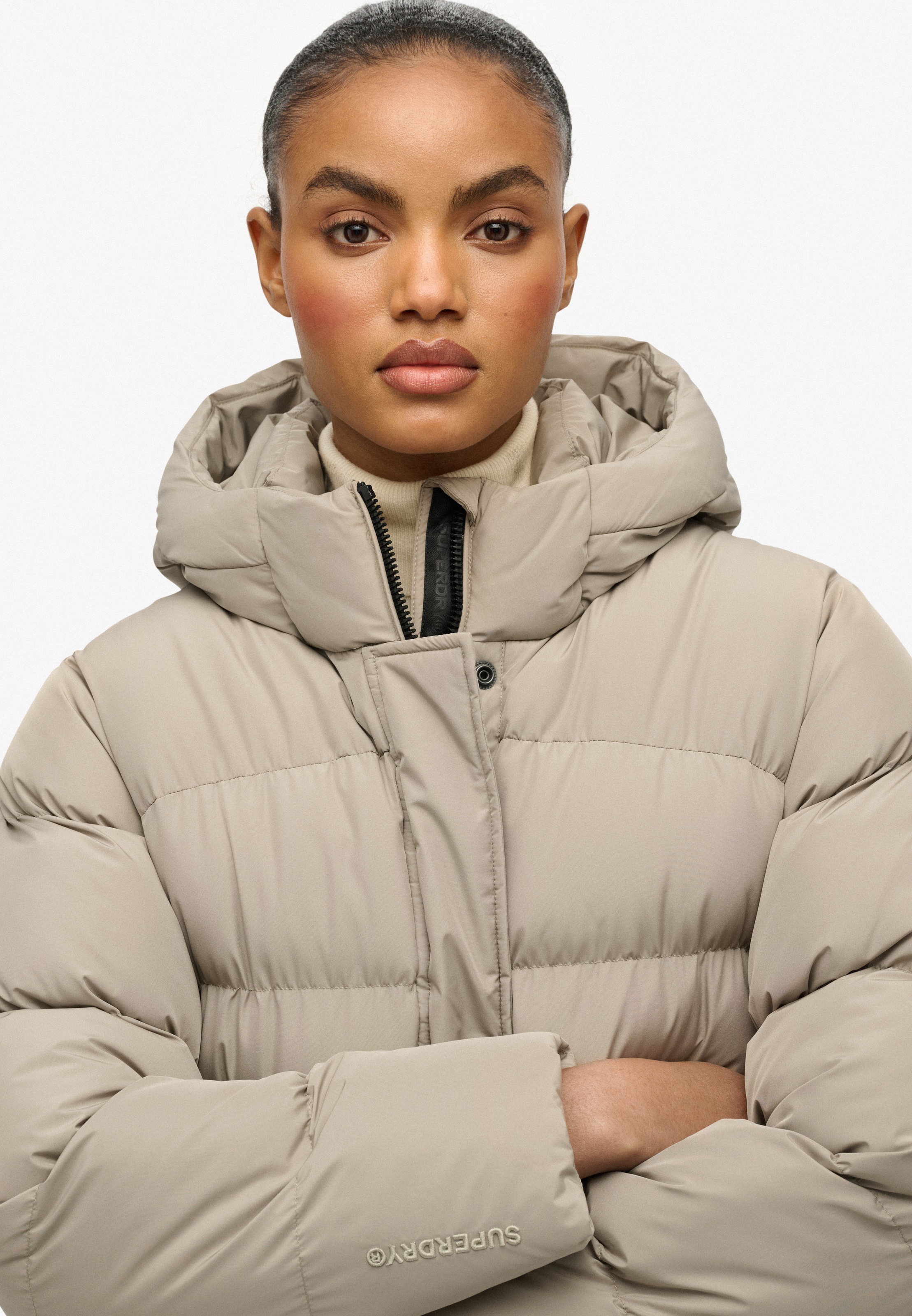 Superdry Steppjacke »HOODED SPORTS PUFFER MID JKT« mit Kapuze