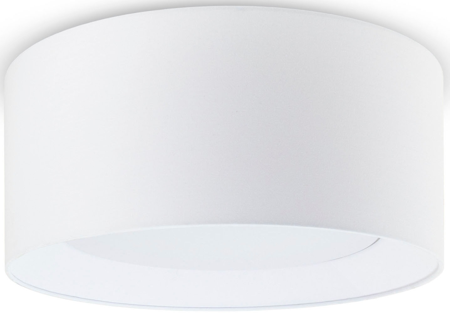 Paco Home Deckenleuchte »DRUM« E27 Rund Arbeitszimmer Textilschirm 3 x E27 Modern Geschlossen Uni in weiß, Größe Ø 45 cm Höhe: 22,5 cm