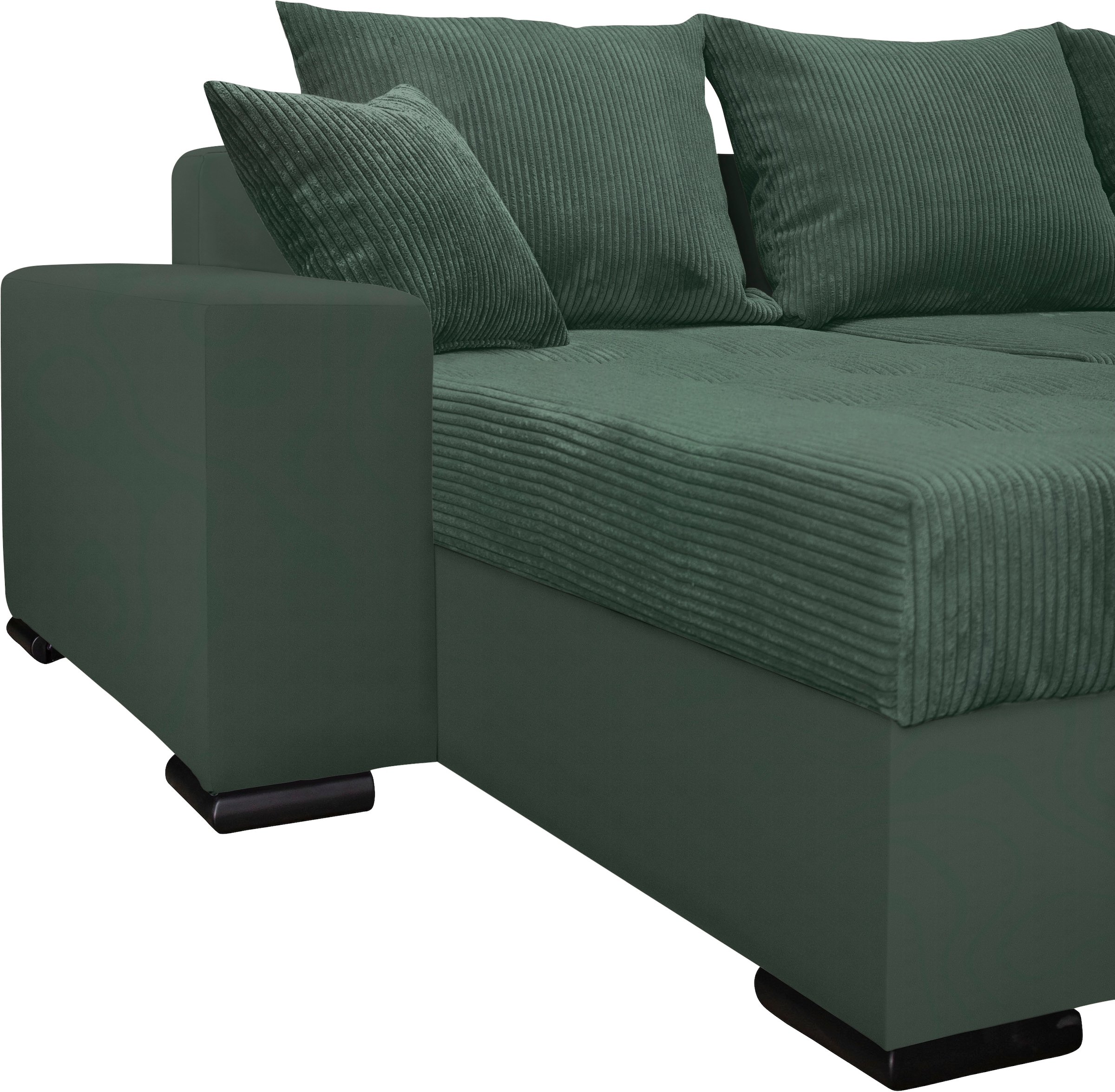 COLLECTION AB Wohnlandschaft »XL-Josy U-Form, Breite 313 cm, Cord-/Mix«, inkl. Bettfunktion, Bettkasten, mit 4 gleich großen Rückenkissen