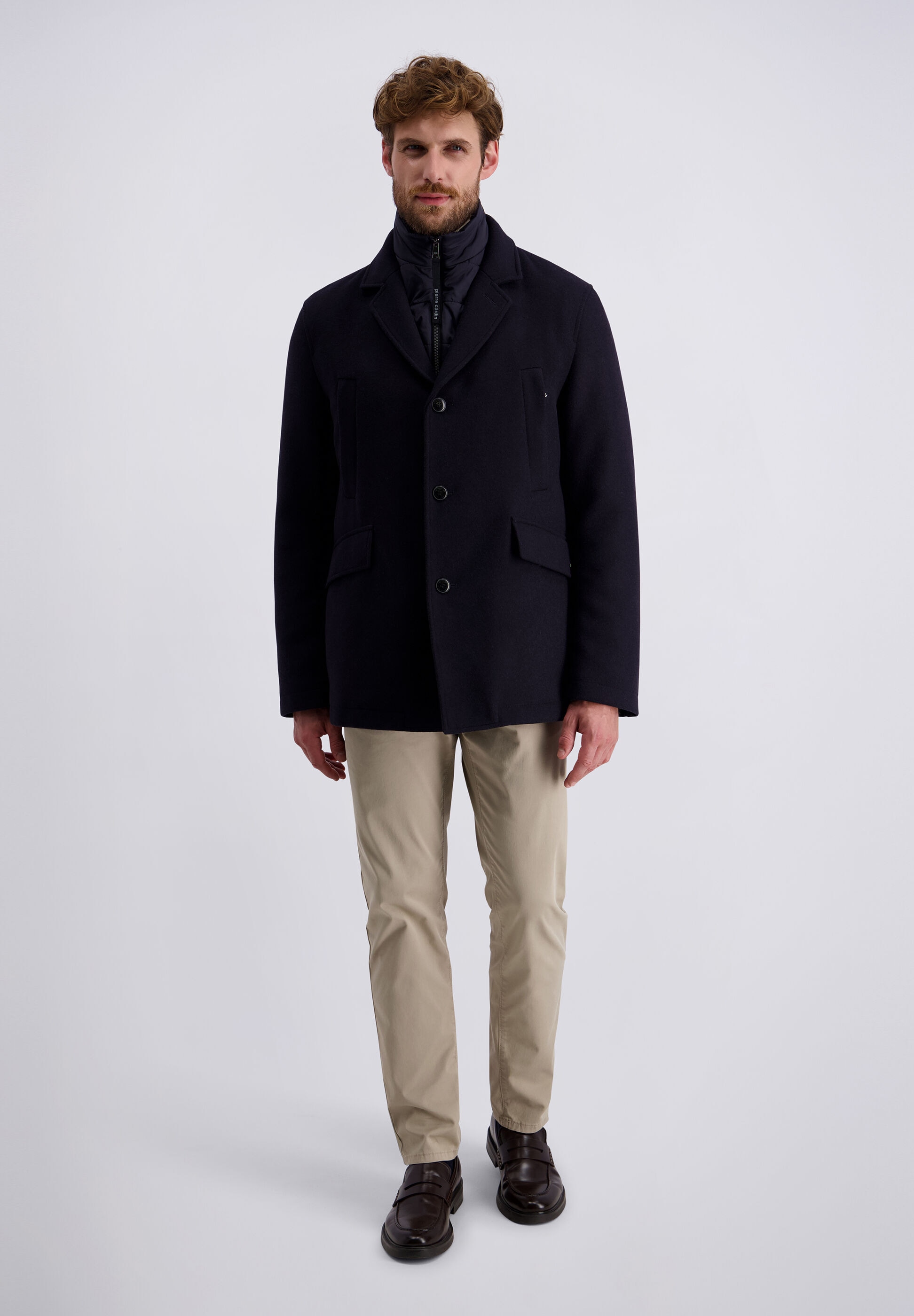 Pierre Cardin Doppeljacke »Pierre Cardin Jacke« ohne Kapuze mit Materialmix