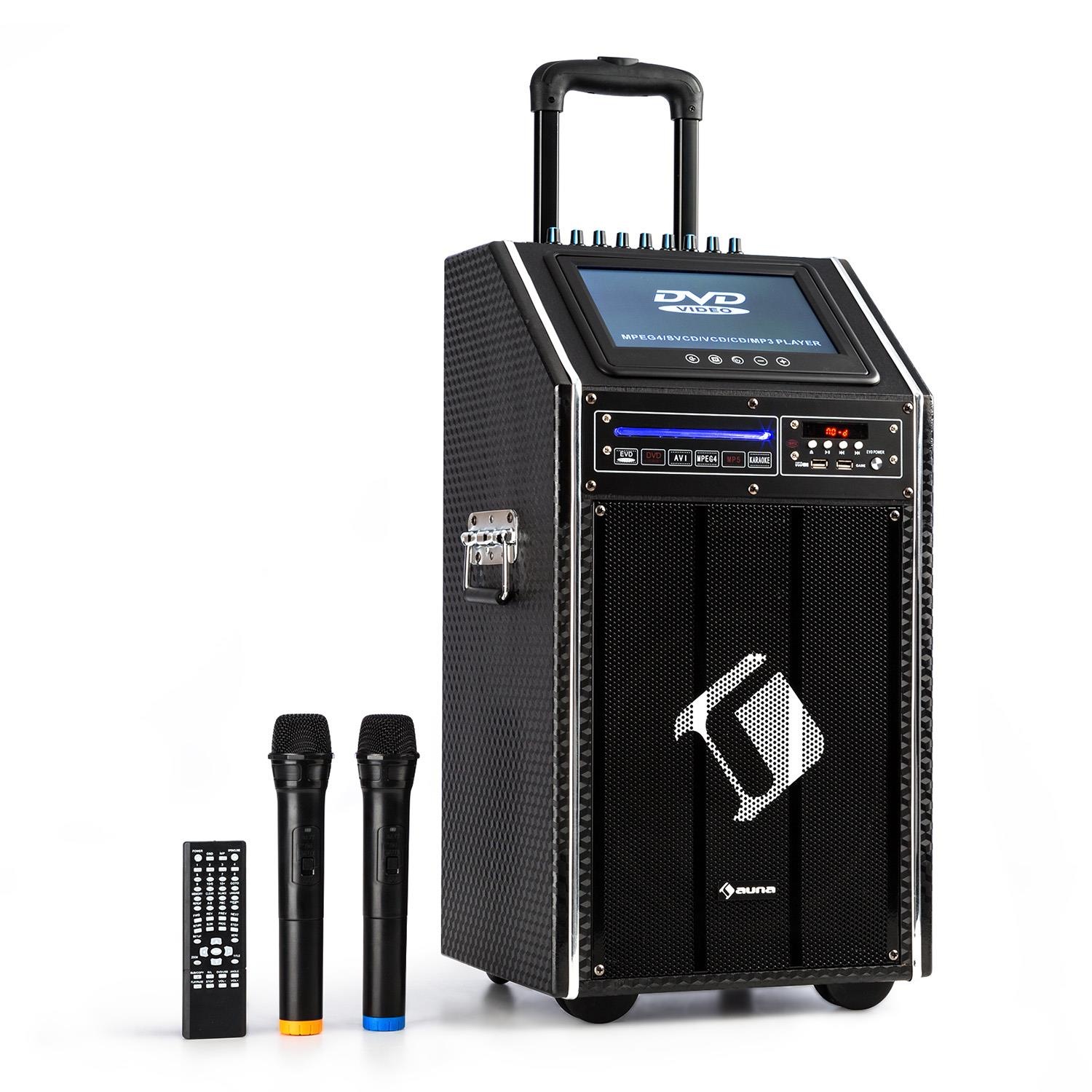 Auna Mobile PA Anlage Karaokeanlage Lautsprecher Trolley 300W Display