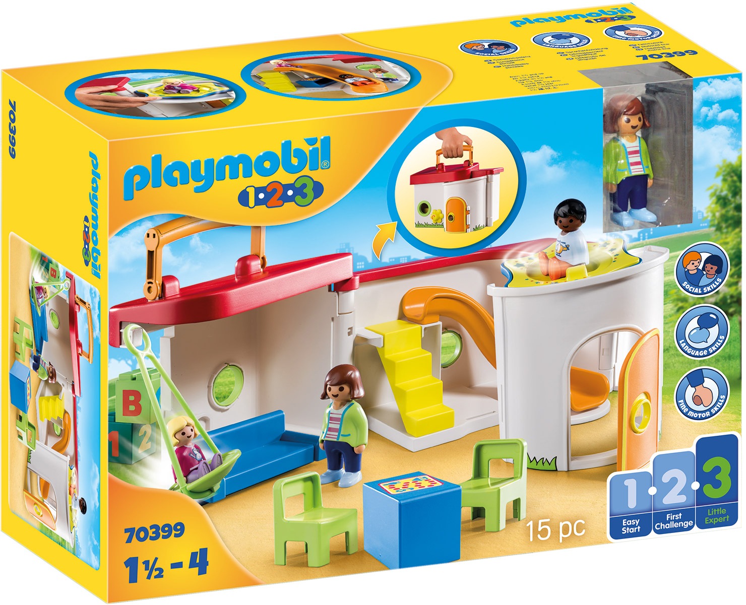 Playmobil® Konstruktions-Spielset »Mein Mitnehm-Kindergarten (70399), Playmobil 1-2-3«, Made in Europe