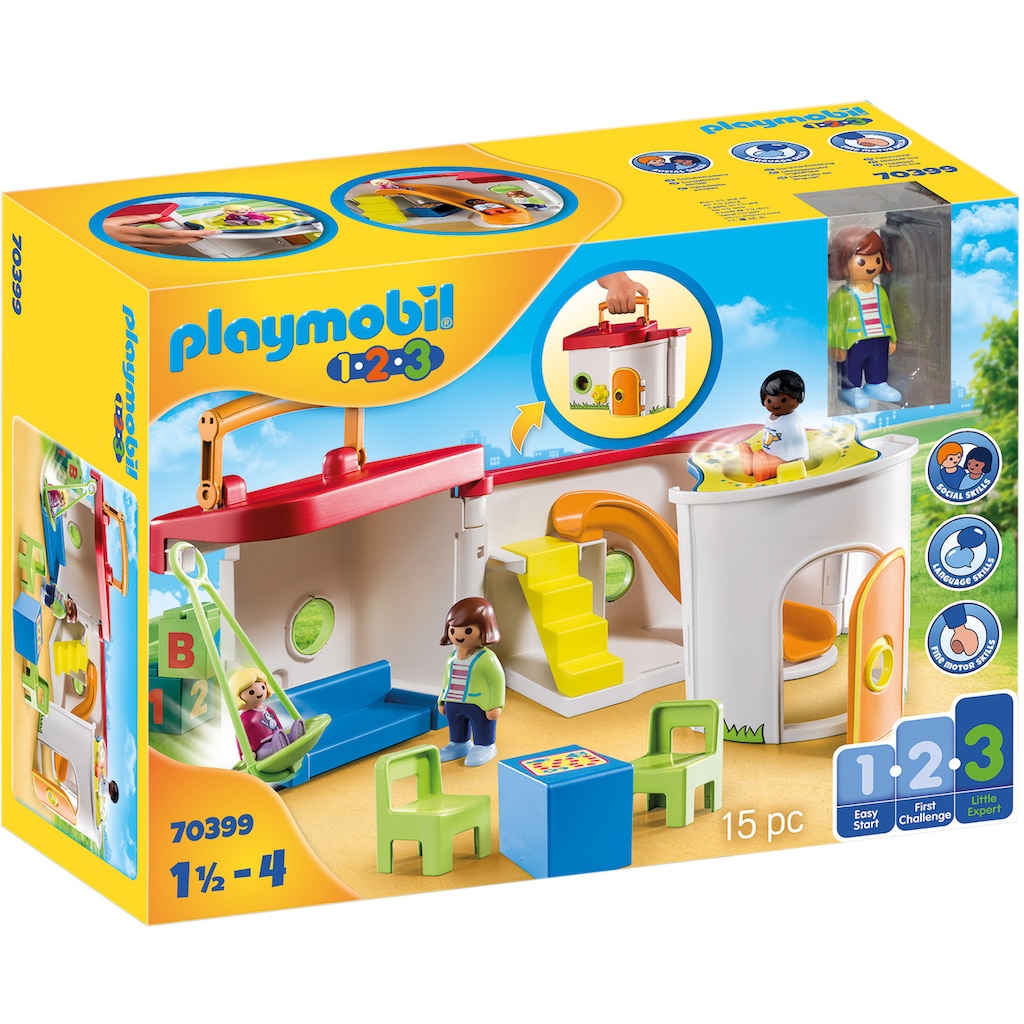 Playmobil® Konstruktions-Spielset »Mein Mitnehm-Kindergarten (70399), Playmobil 1-2-3«, (15 St.)