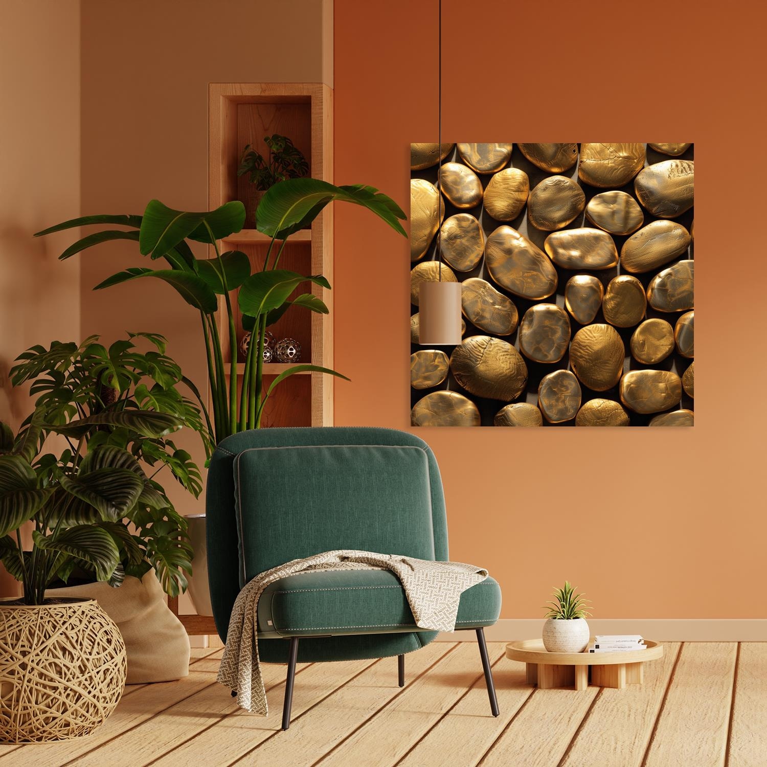 queence Acrylglasbild »Goldene Steine« Abstrakt | Abstrakte | Formen | Gemälde | Kunst 1 Stk. tlg. HD Premium Kunstdruck in Galeriequalität