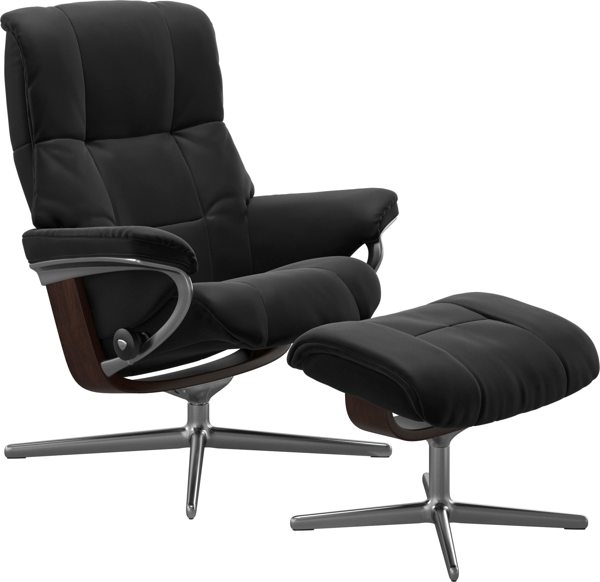 Stressless® Relaxsessel »Mayfair«, (Set, Relaxsessel mit Hocker), mit Hocker, mit Cross Base, Größe S, M & L, Holzakzent Braun
