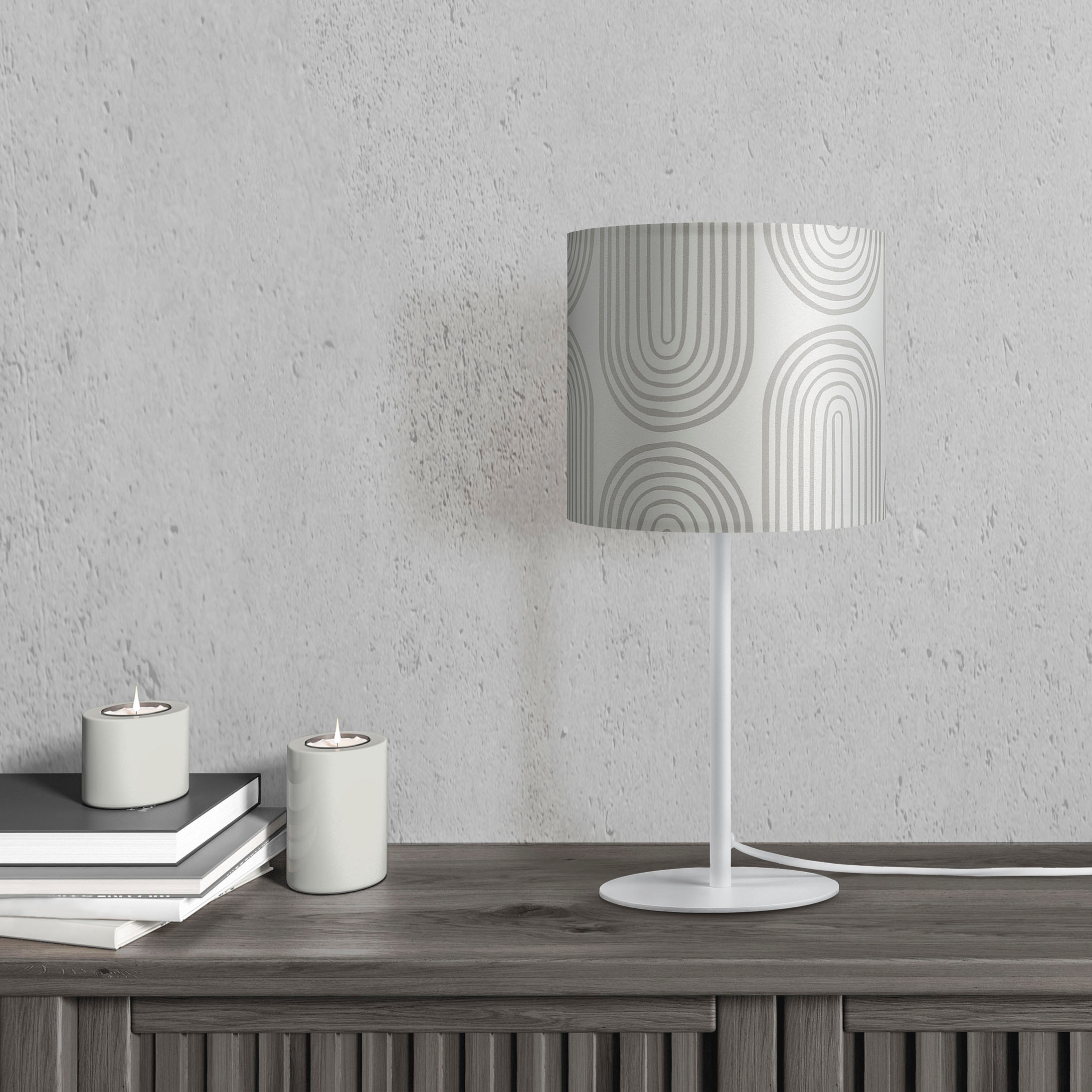 Paco Home Tischleuchte »Luca Pillar«, Leuchtmittel E14 | ohne Leuchtmittel, Mit Stoffschirm Nach Schlafzimmer Abstrakt Modern Retro E14