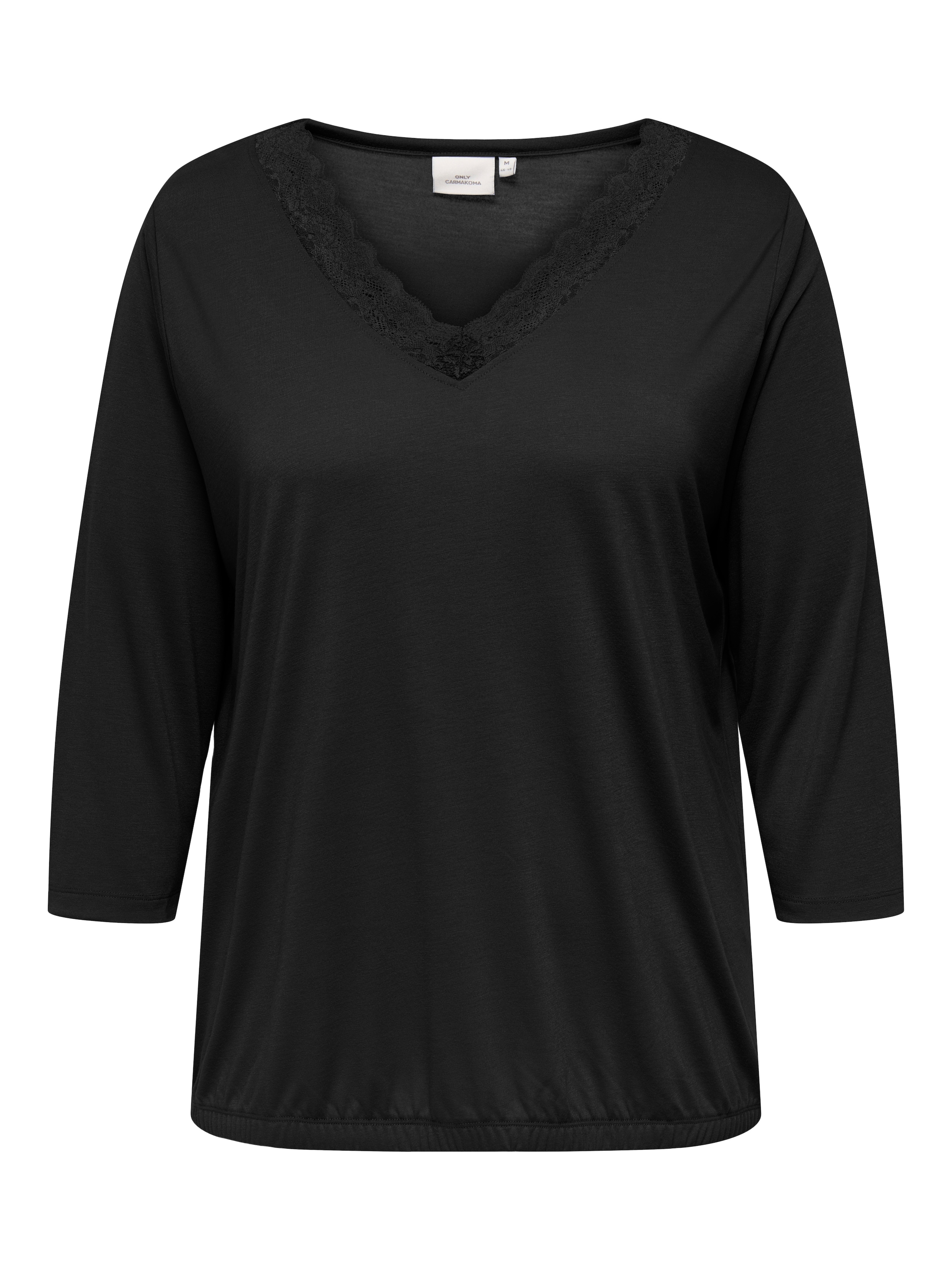 ONLY CARMAKOMA Langarmshirt »CARJULIA LACE V-NECK 3/4 TOP JRS«