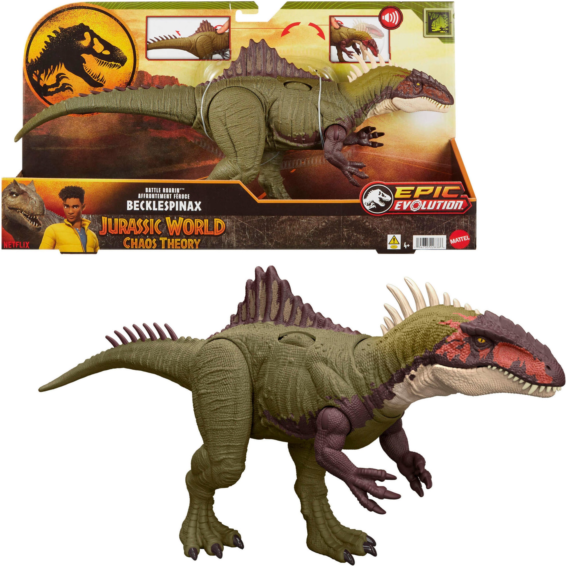 Mattel® Actionfigur »Jurassic World - Becklespinax«, mit Beißbewegungen und knurrenden Geräuschen