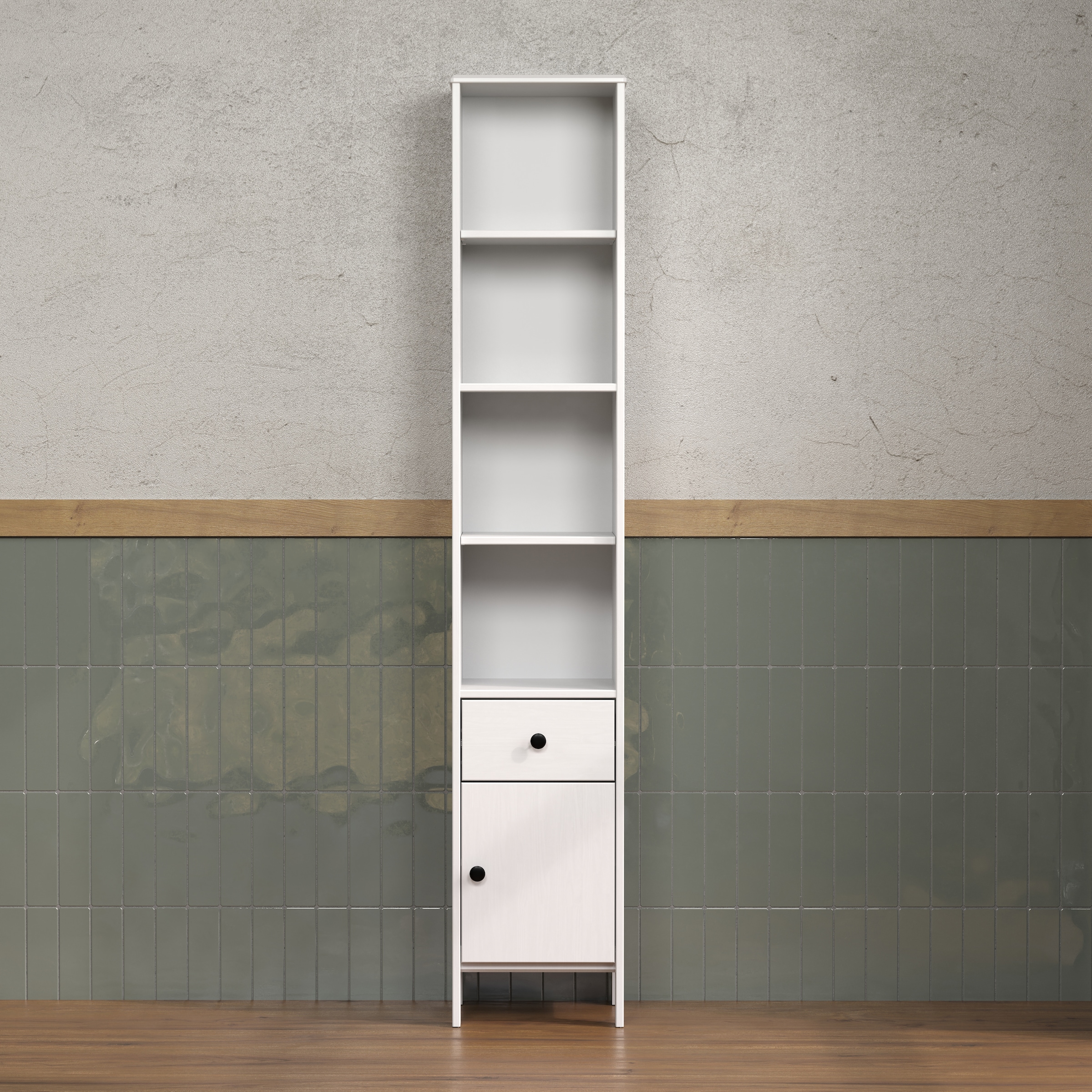 welltime Hochschrank »Kall«, (1 St.), Badschrank aus Kiefer-Massivholz mit Schublade - (B/T/H) 35/33/188 cm