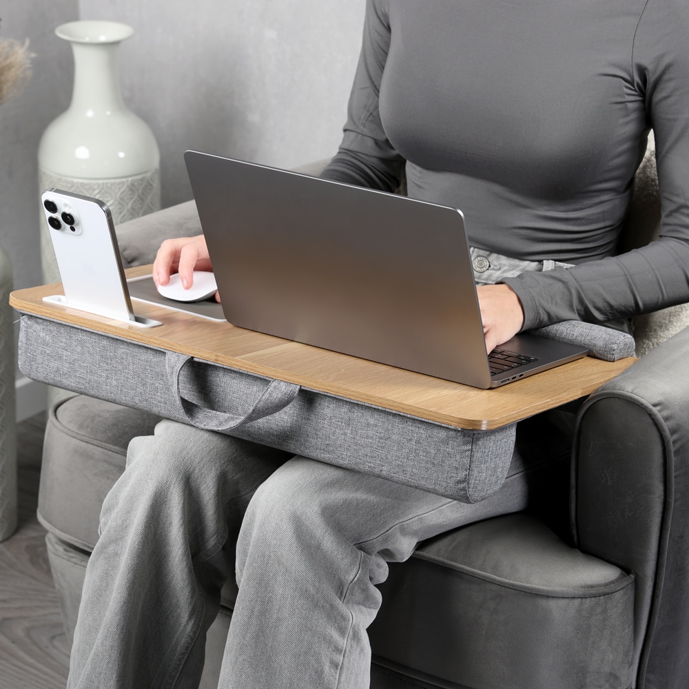 KESPER® Laptop Tablett »Laptop-Knietablett, MDF, FSC« integriertes Mauspad, Handyfach und Stoffgriff