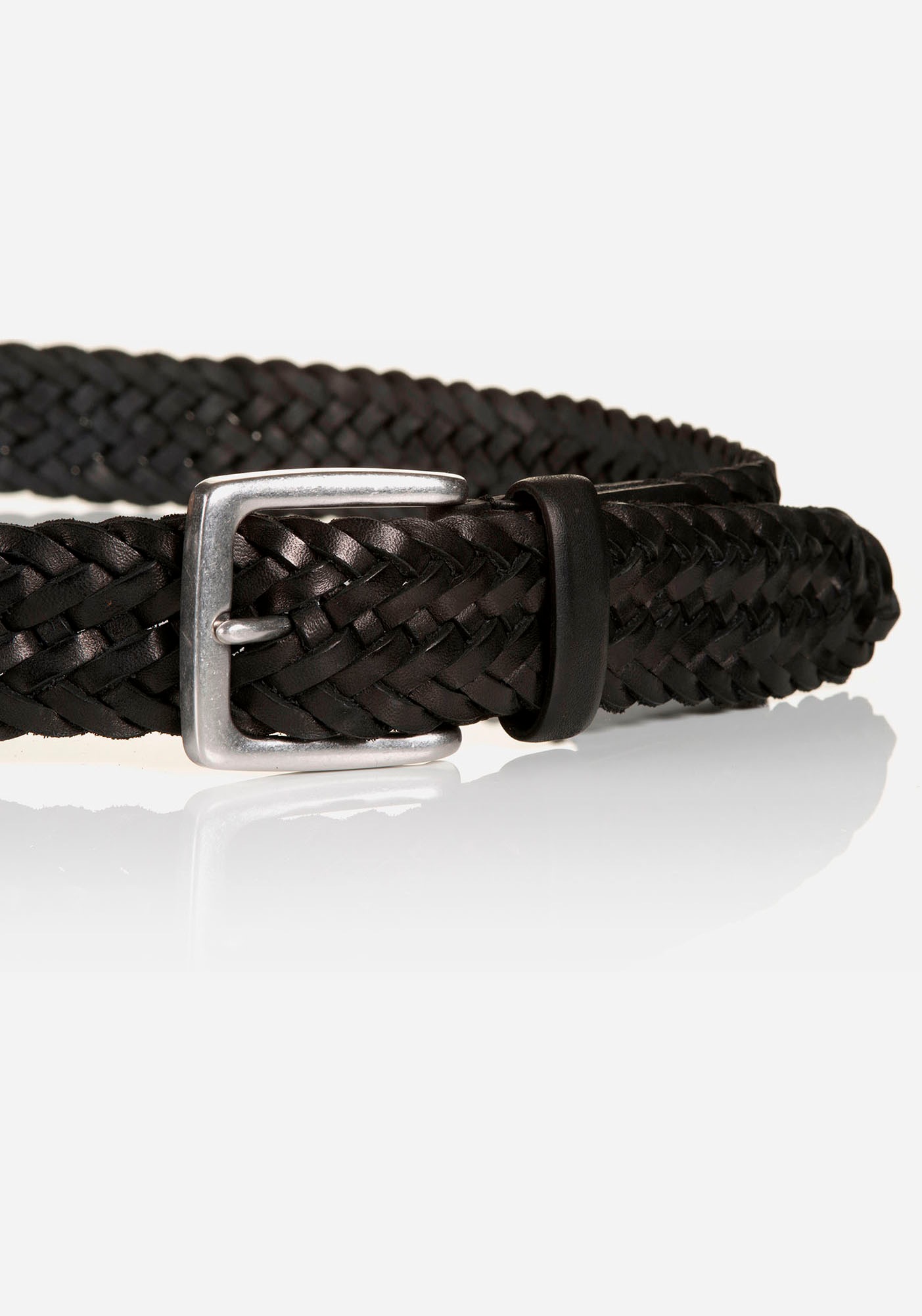 MONTI Ledergürtel, 3,5 cm breit, Business-Casual, Glattleder geflochten
