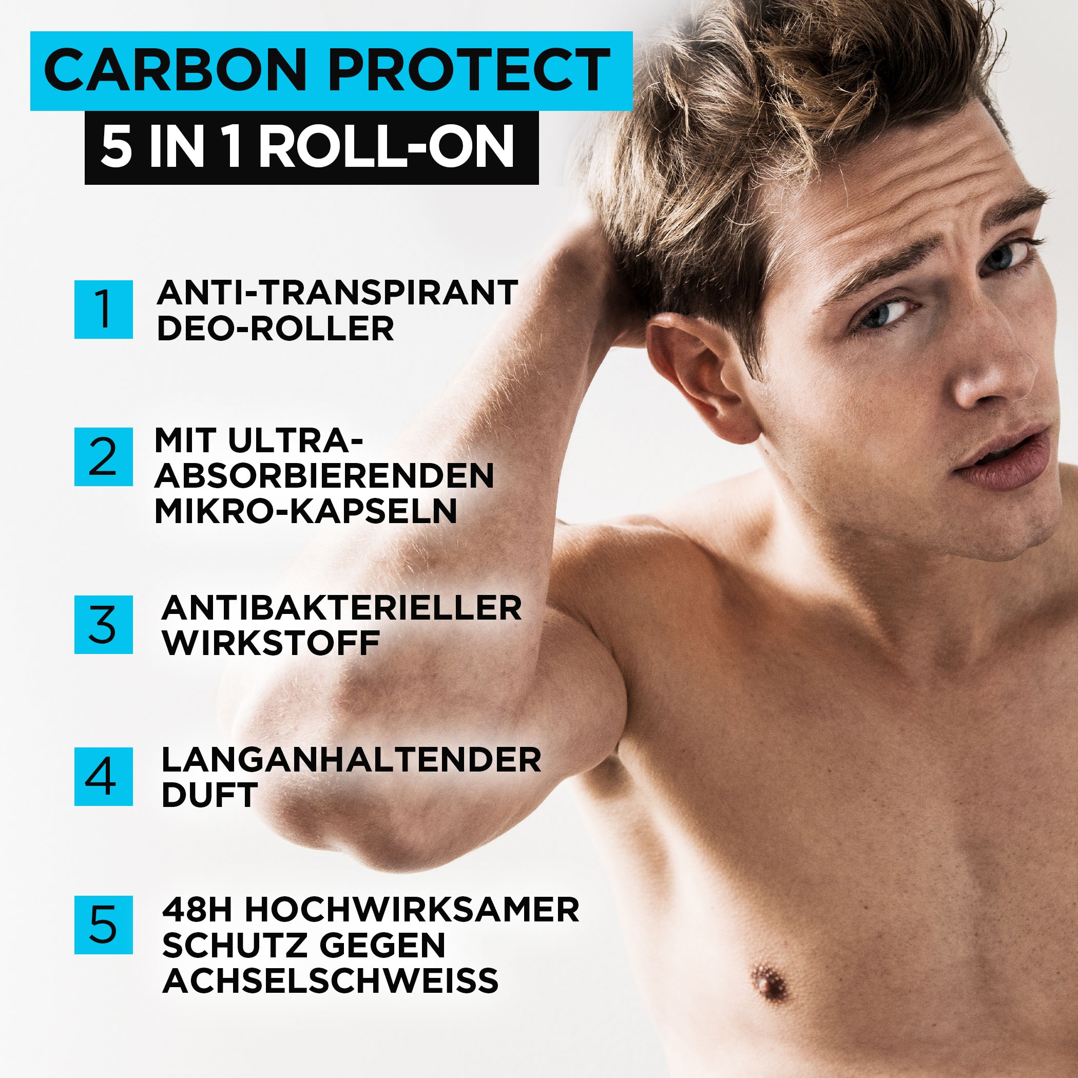 L'ORÉAL PARIS MEN EXPERT Deo-Roller »Deo Roll-on Carbon Protect«, (Packung, 6 tlg.)