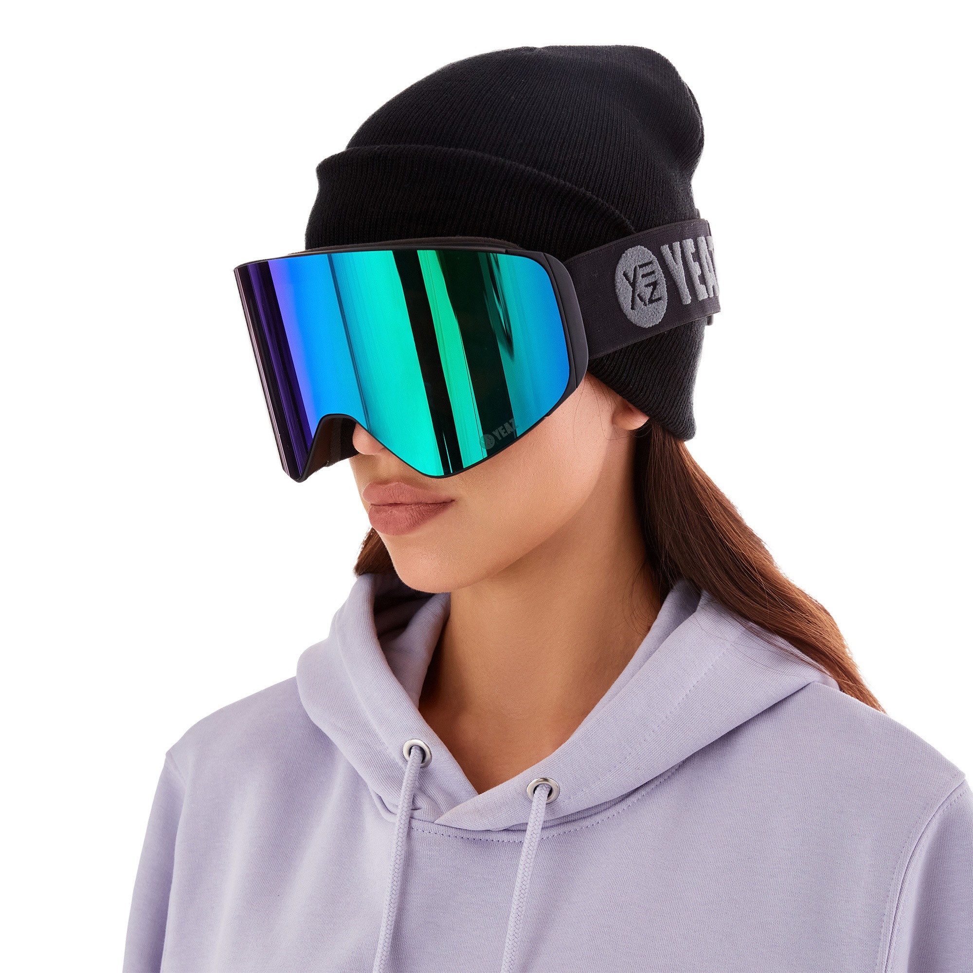 YEAZ Snowboardbrille »Magnet-Ski-Snowboardbrille grün verspiegelt/schwarz APEX«