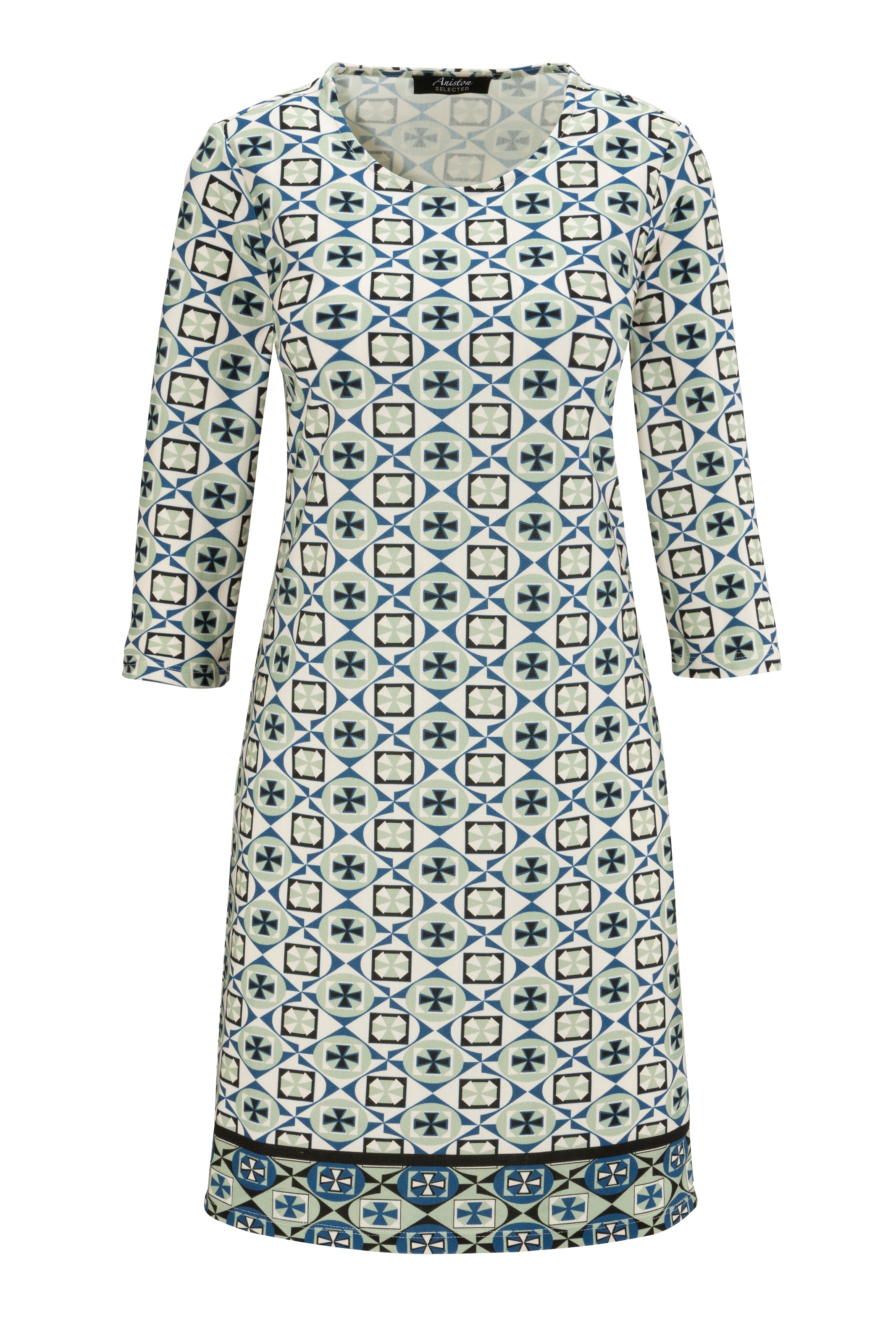 Aniston SELECTED Jerseykleid, mit geometrischem Muster und aufgedruckter Bordüre - NEUE KOLLEKTION