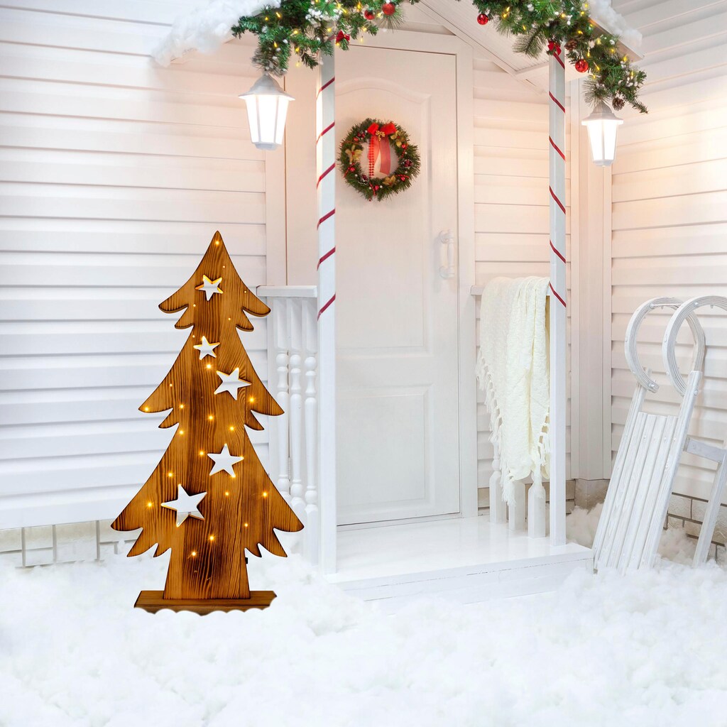 näve LED Dekoobjekt »LED-Holztannenbaum h: 70cm, Weihnachtsdeko aussen«, 1 flammig-flammig