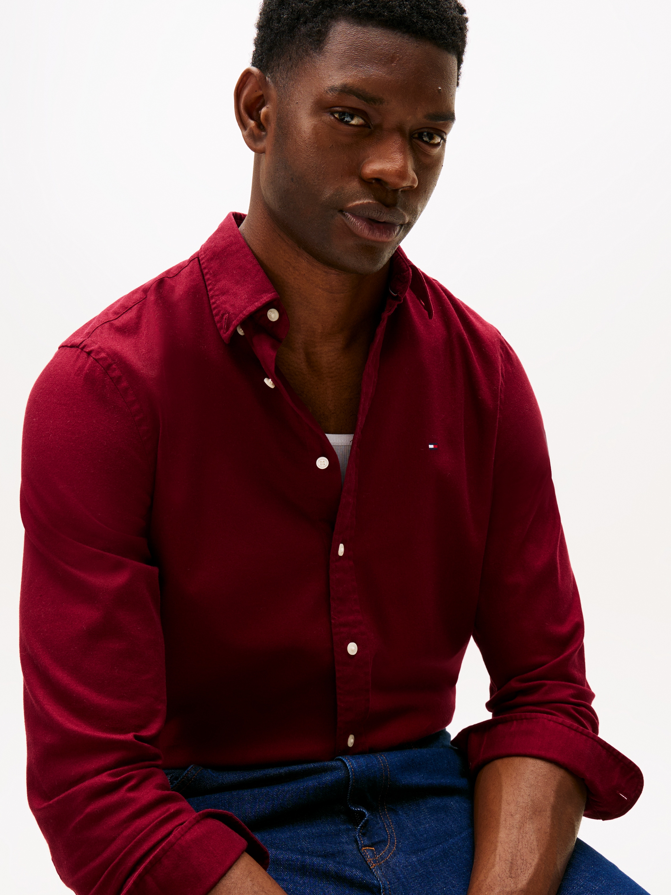 Tommy Hilfiger Langarmhemd »FLEX FLANNEL SOLID SHIRT«, Regular fit