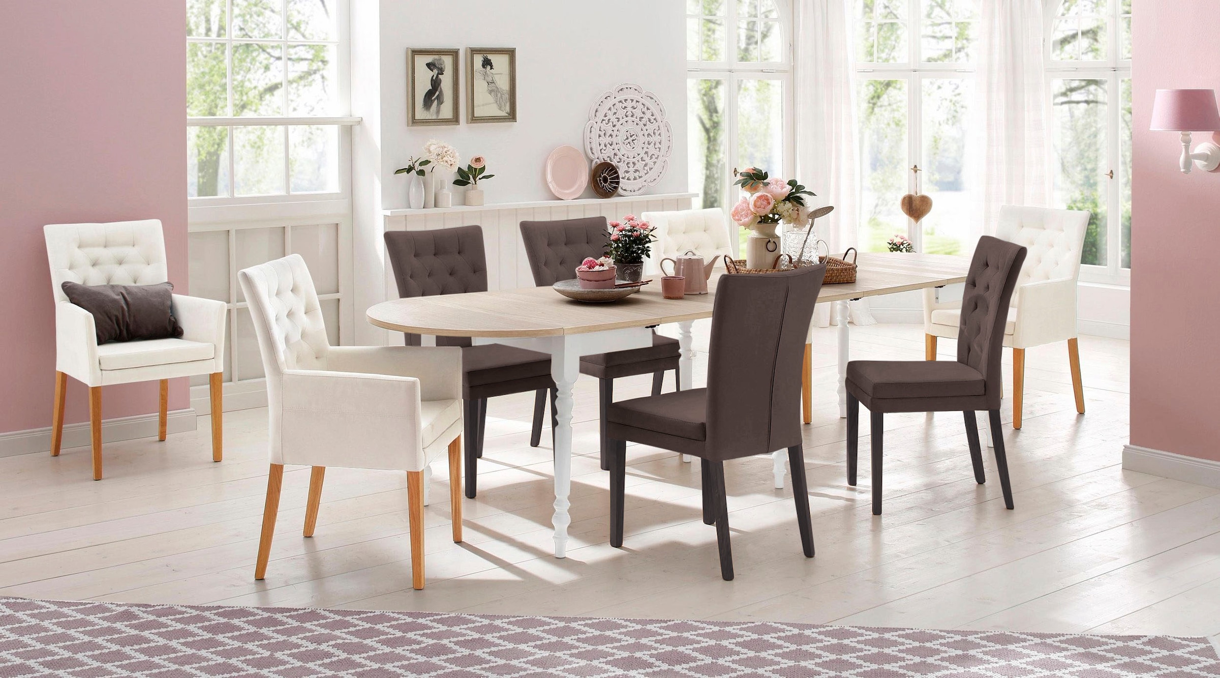 Home affaire 4-Fußstuhl »Colorado«, (Set), 4 St., Luxus-Microfaser, Beine aus Buche, wengefarben lackiert, Im 2er, 4er oder 6er-Set