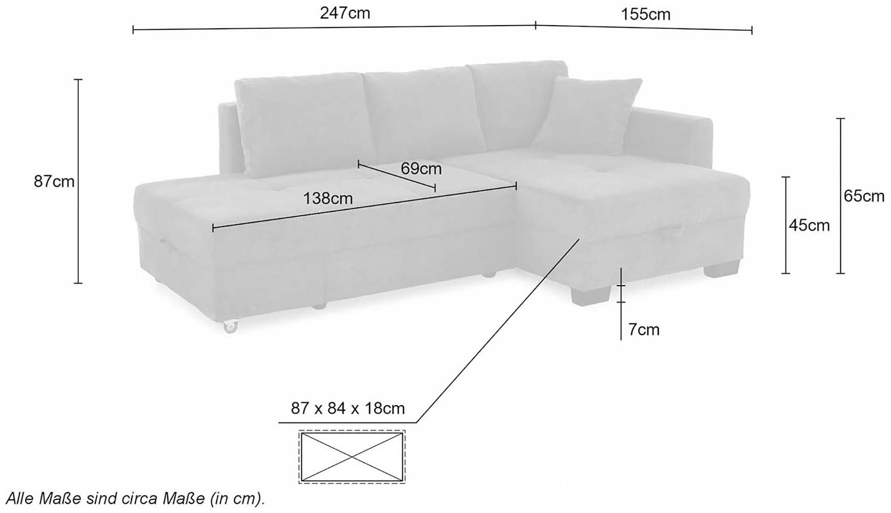 Jockenhöfer Gruppe Ecksofa »Fantasy, Dreh-Schwenk-Ottomane« inklusive Relax- und Schlaffunktion, Ottomane links/ rechts montierbar