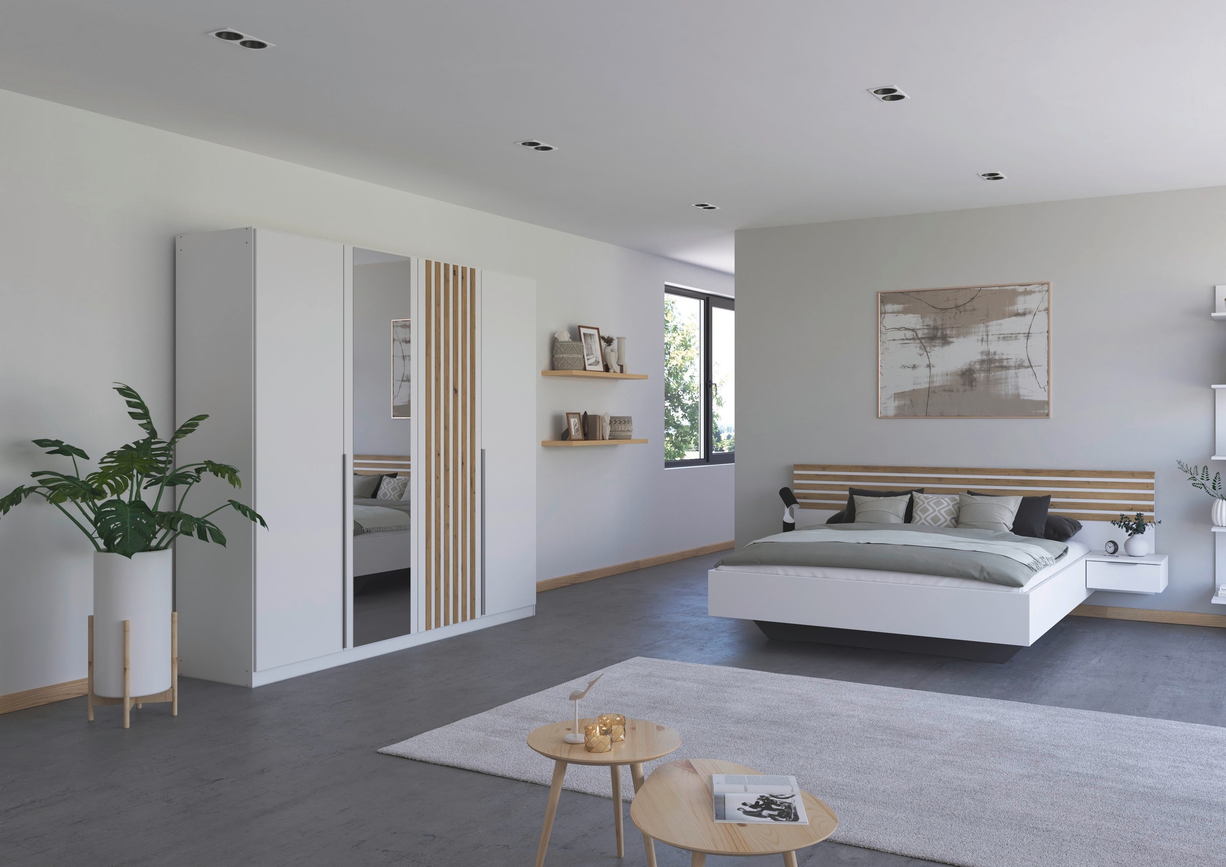 rauch Schlafzimmer-Set »Komplettzimmer Komplett Set Schrank 226 cm Bett 160/180 cm LAMELLA« Set, 3 verschiedene Ausstattungen, inkl. SOFT-CLOSE, 4 tlg. tlg.