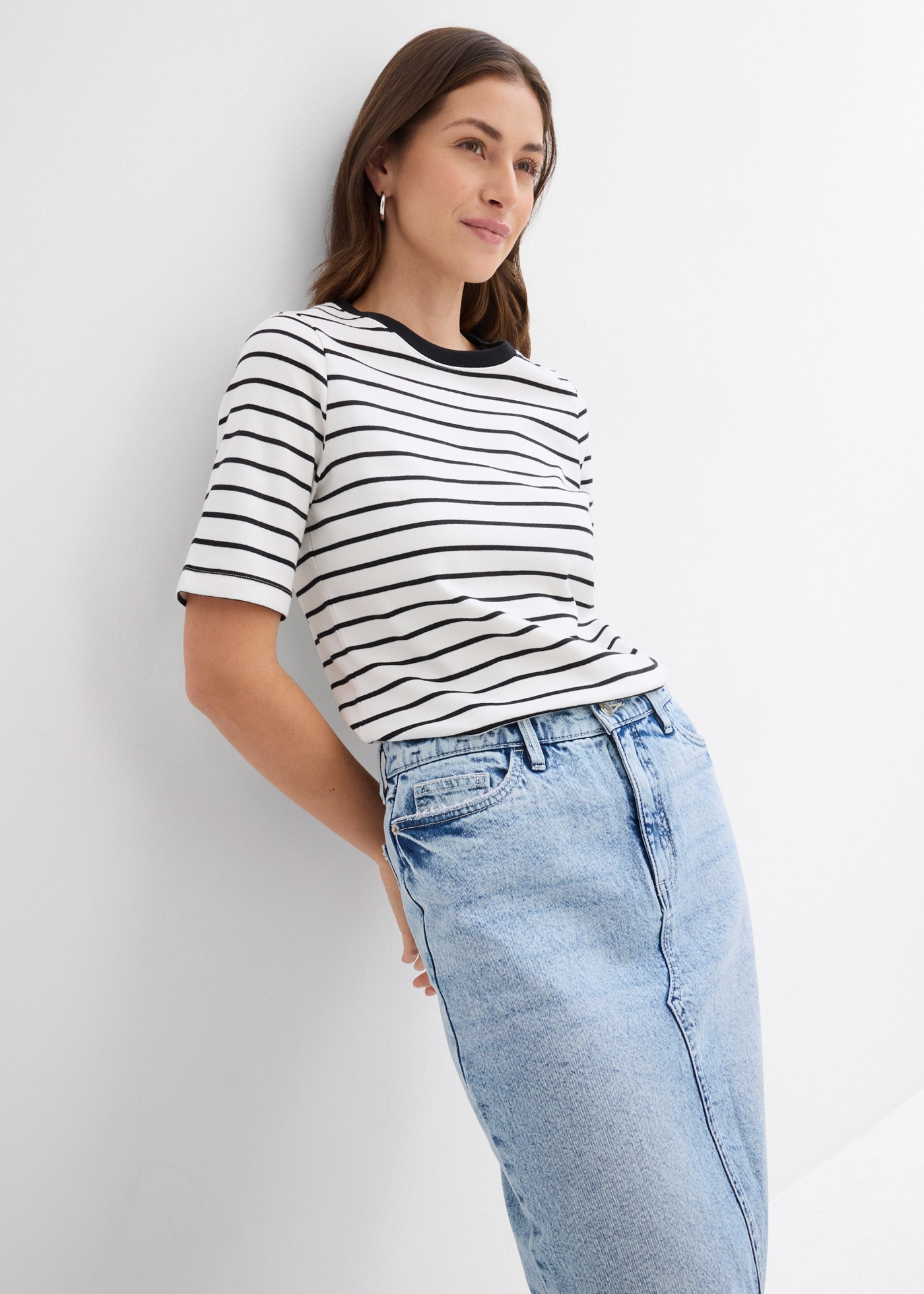 bonprix T-Shirt Halbarm, aus reiner Baumwolle