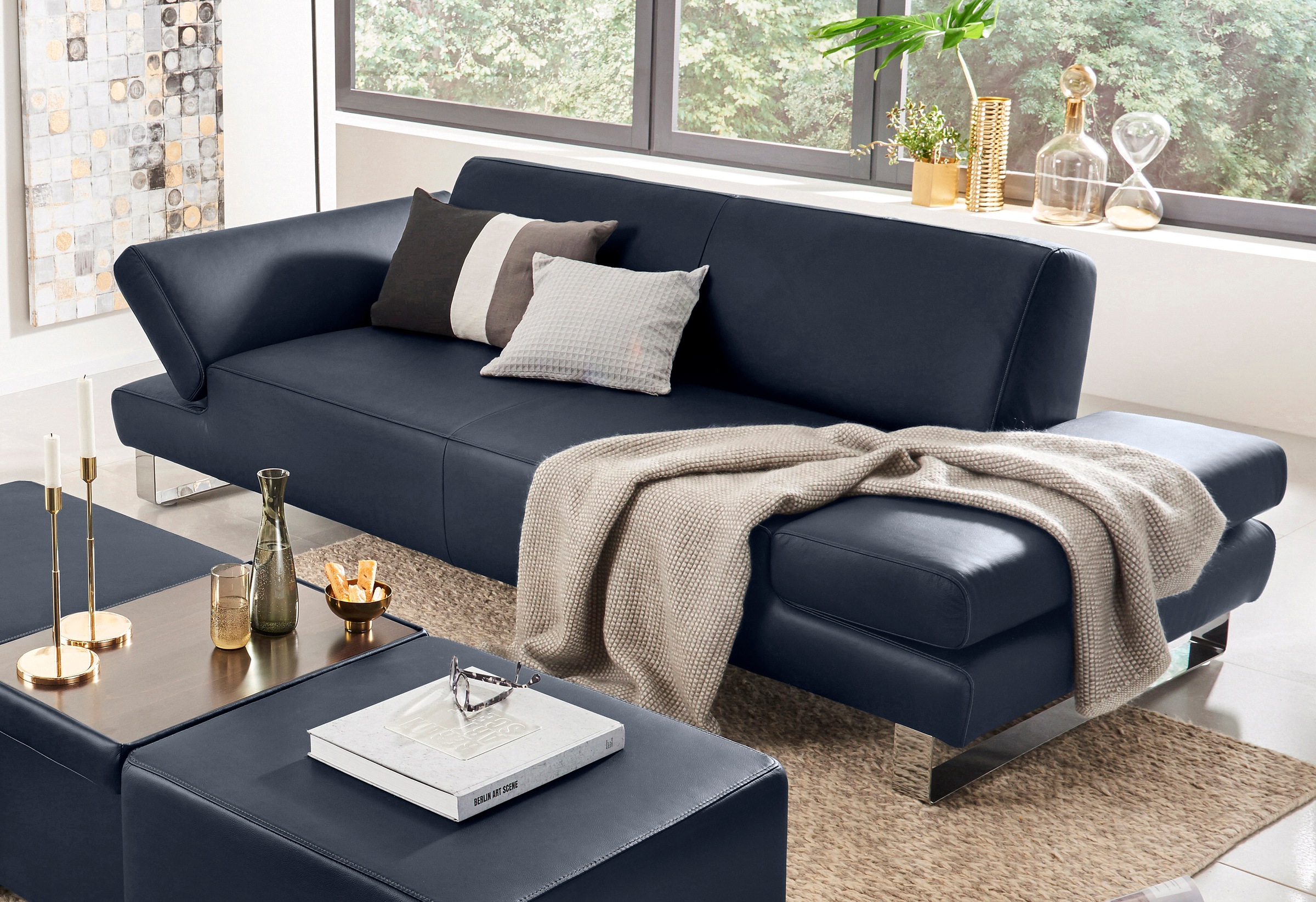 W.SCHILLIG 2-Sitzer »taboo Designsofa mit hohem Sitzkomfort«, mit Übertiefe, inklusive Armlehnenverstellung, mit Kontrastnaht