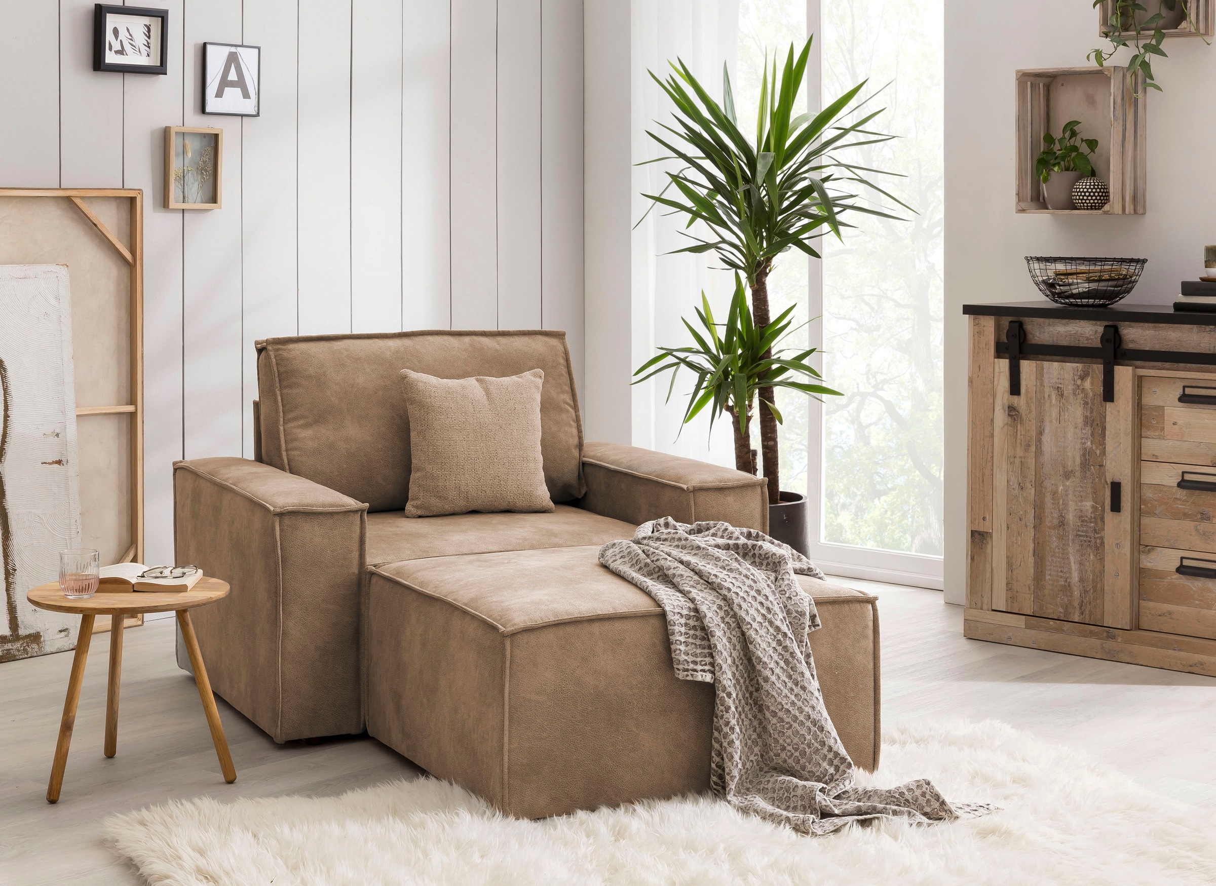 Home affaire Sessel »SHERWOOD«, Loveseat und Hocker im Set, passend zur Polster-Serie SHERWOOD