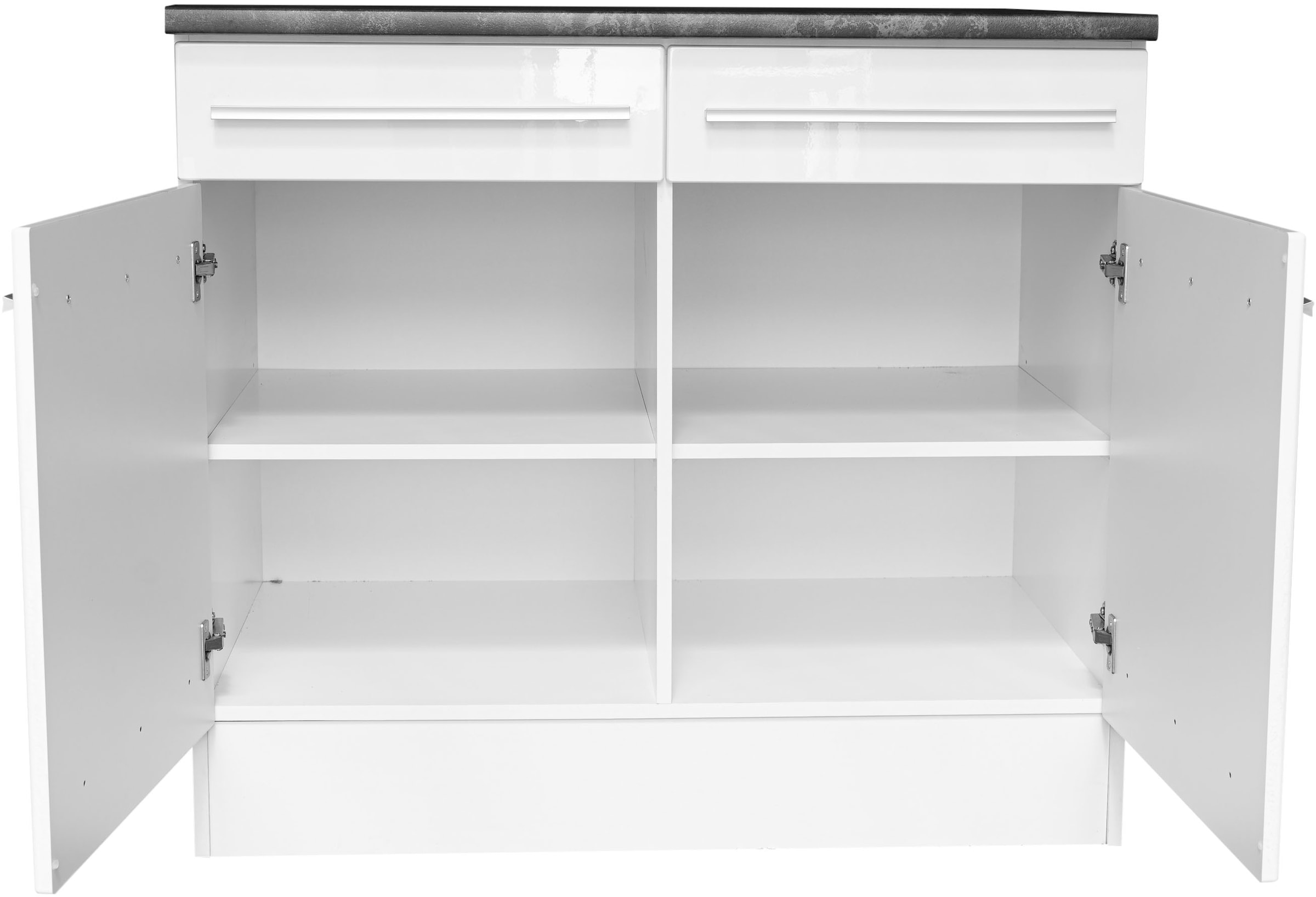 BASIC by Balculina Unterschrank »Jazz 100er Unterschrank, Küschenschrank BxHxT 100x90x60 cm«, (1 St.), Unterschrank mit 2 Türen, 2 Schubkästen und 2 Einlegeböden