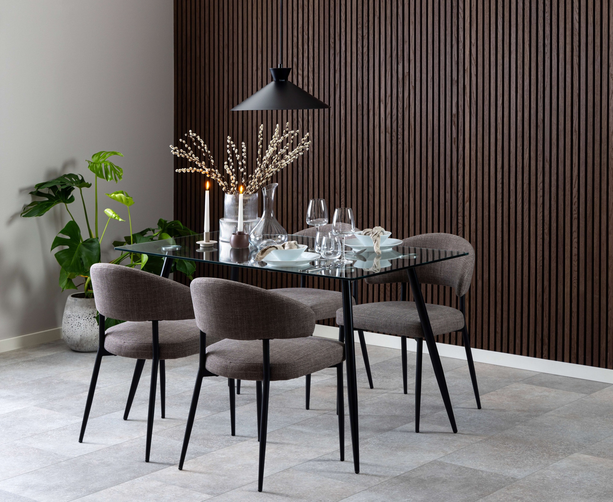 ACTONA GROUP Esszimmerstuhl »Edina – Esszimmerstuhl, Stuhl, 2er-Set, weicher Stoff, pflechteleicht«, Luxus-Microfaser, Stoff, schwarze Stahlbeine, 2er-Set