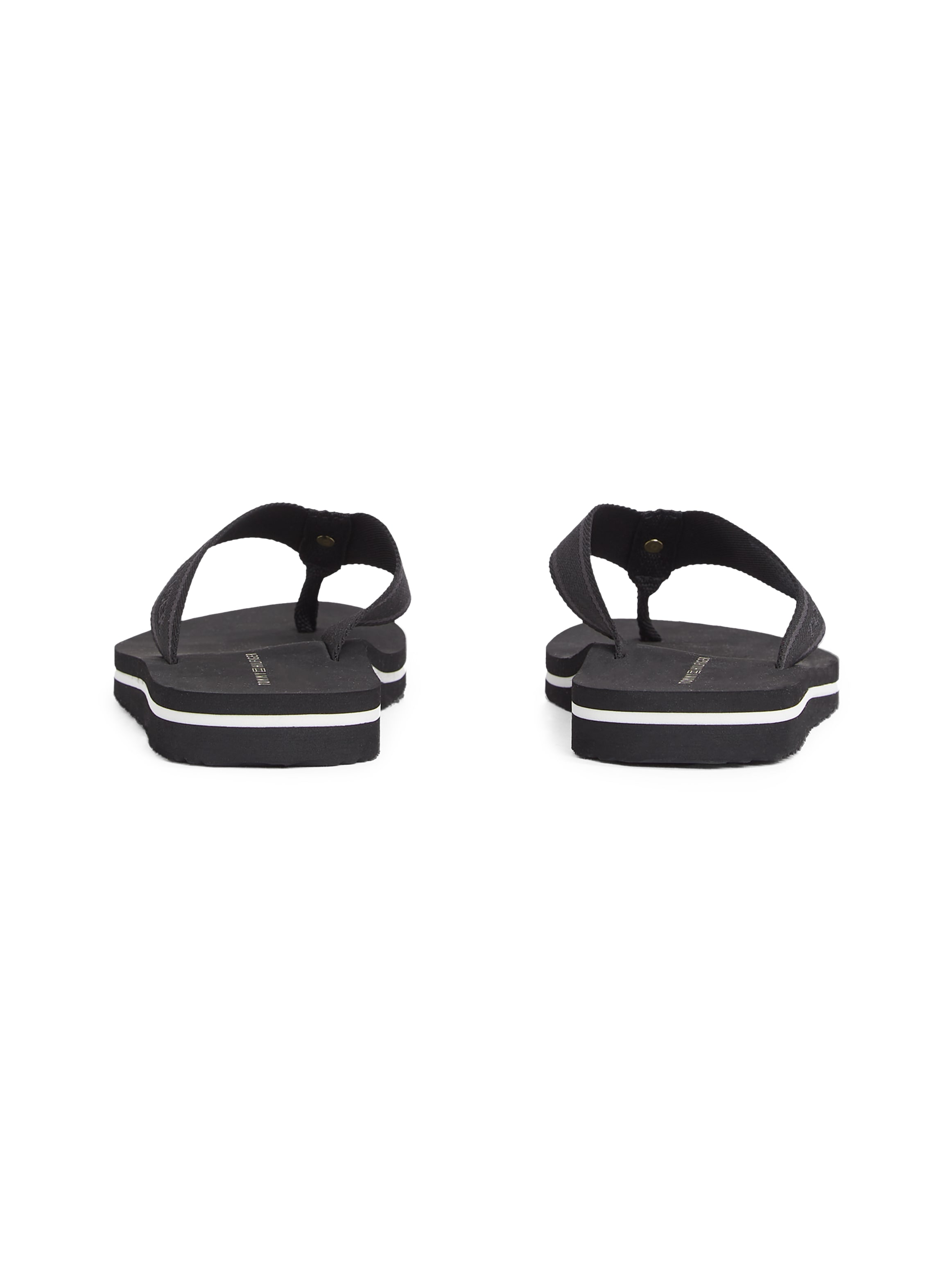 Tommy Hilfiger Zehentrenner »HILFIGER WEBBING BEACH SANDAL«, Sommerschuh, Flats, Bequemschuh, Dianette mit zweifarbiger Sohle