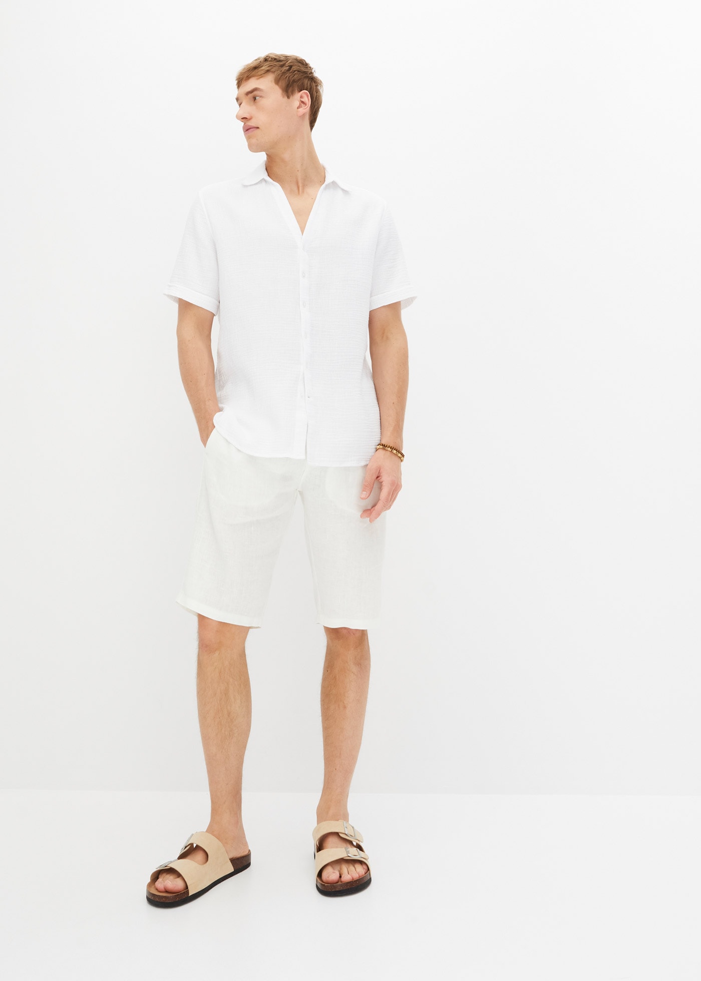 bonprix Kurzarmhemd regular fit Passform, aus reiner Baumwolle, unifarben, Kentkragen