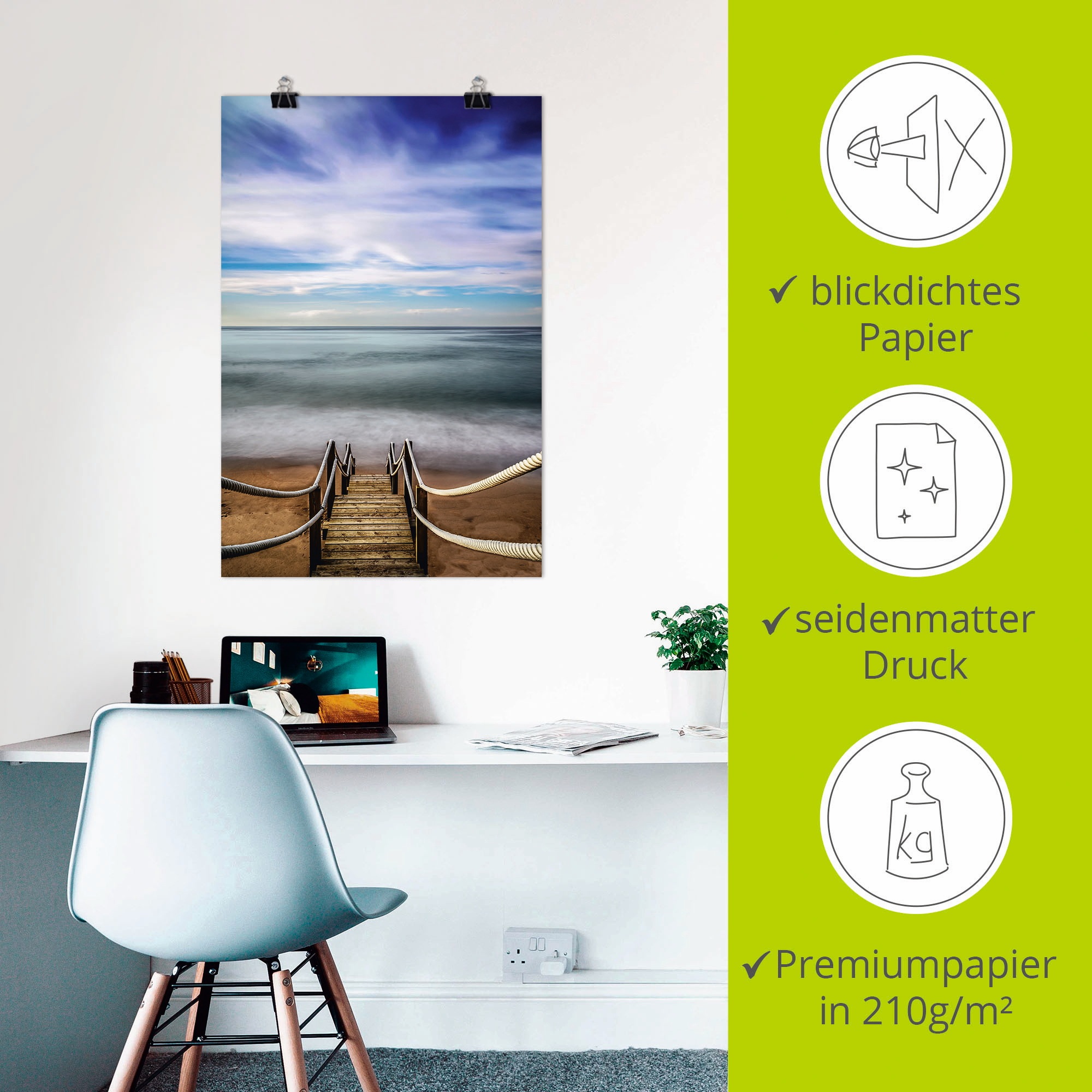 Artland Poster »Holzsteg am Meer«, Strandbilder, (1 St.), als Alubild, Leinwandbild, Wandaufkleber oder Poster in versch. Größen
