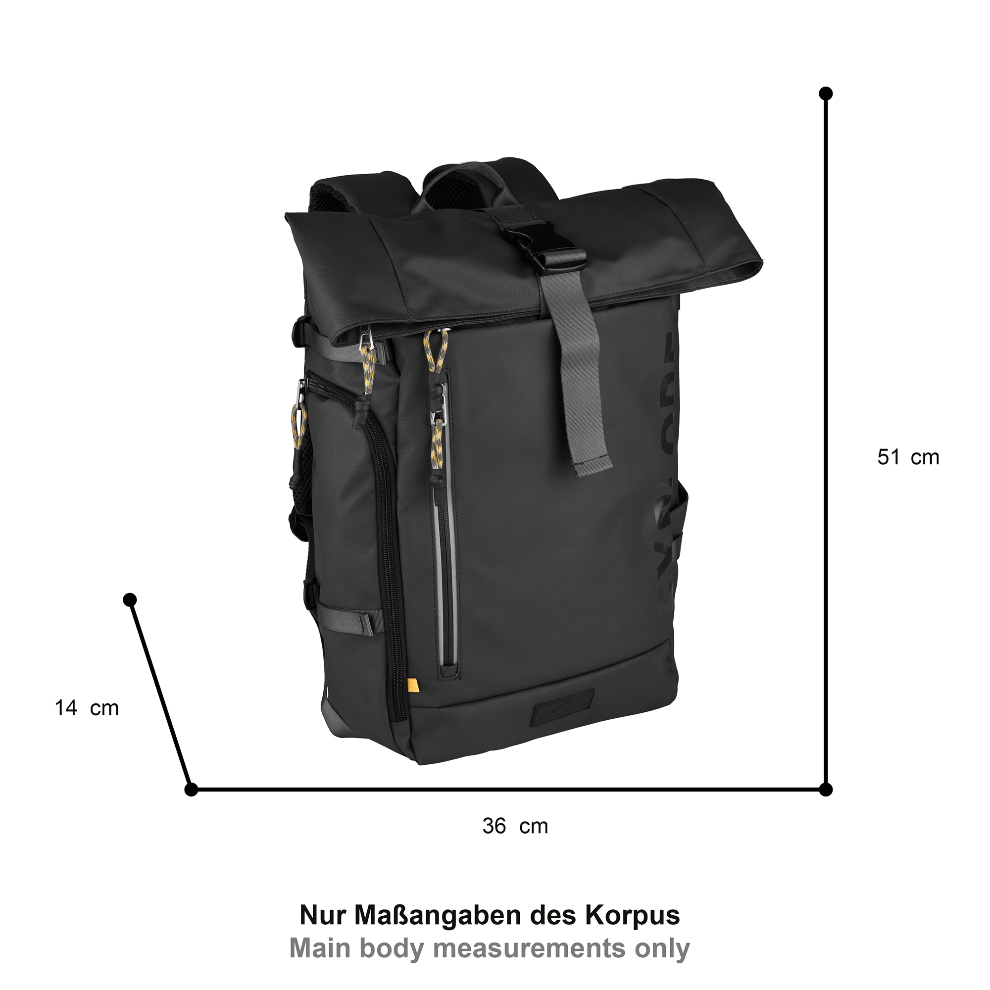 camel active Rucksack »Explore« wasserabweisendes recyceltes Nylon und reflektierende Reißverschlüsse