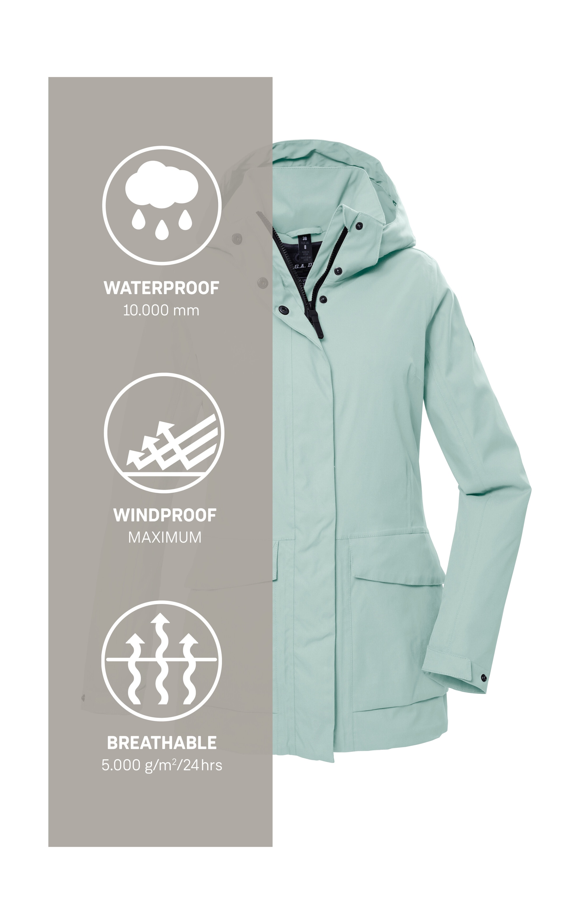 G.I.G.A. DX by killtec Funktionsjacke »GS 54 WMN JCKT«, Wasserdicht, atmungsaktiv, recycelte Materialien, abnehmbare Kapuze