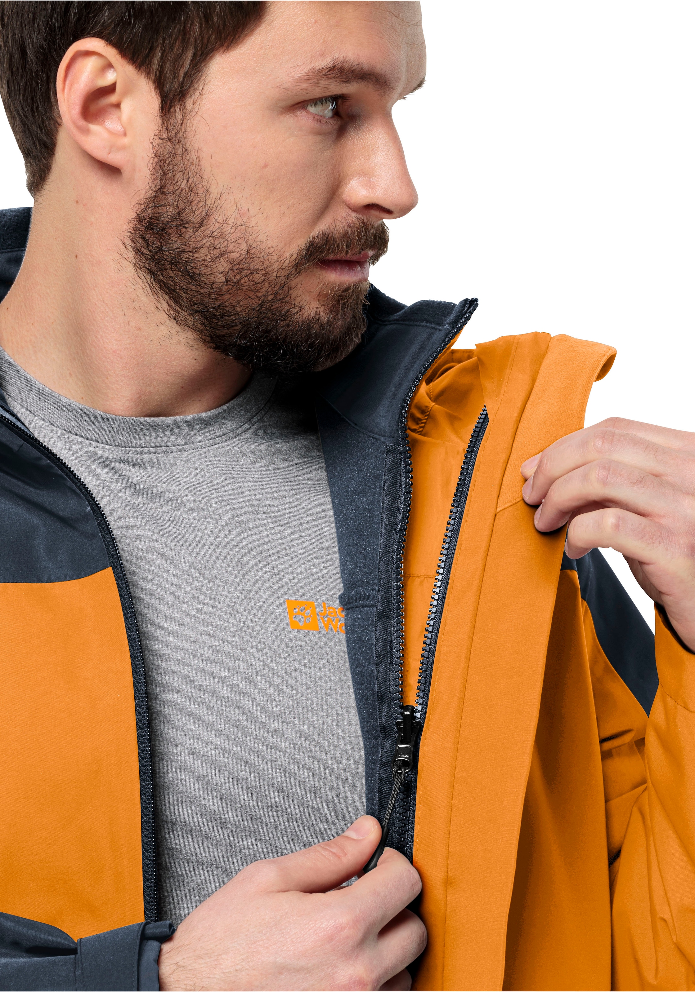 Jack Wolfskin 3-in-1-Funktionsjacke »TAUBENBERG 3IN1 JKT M«, mit Kapuze, Wasserabweisenden Reißverschlüssen, Wasserdicht, Atmungsaktiv