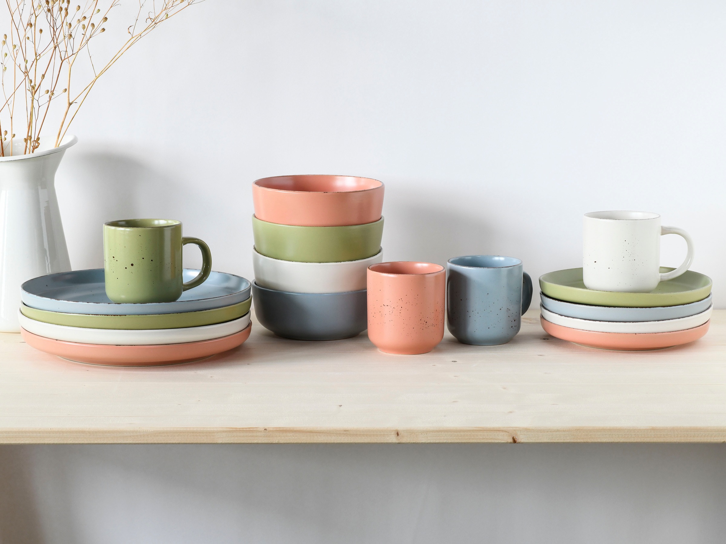 CreaTable Kombiservice »Geschirr-Set Nordic«, (Set, 16 tlg., Kaffeeservice und Tafelservice im Set, für 4 Personen), Service, skandinavischer Life Style, 16 Teile, für 4 Personen