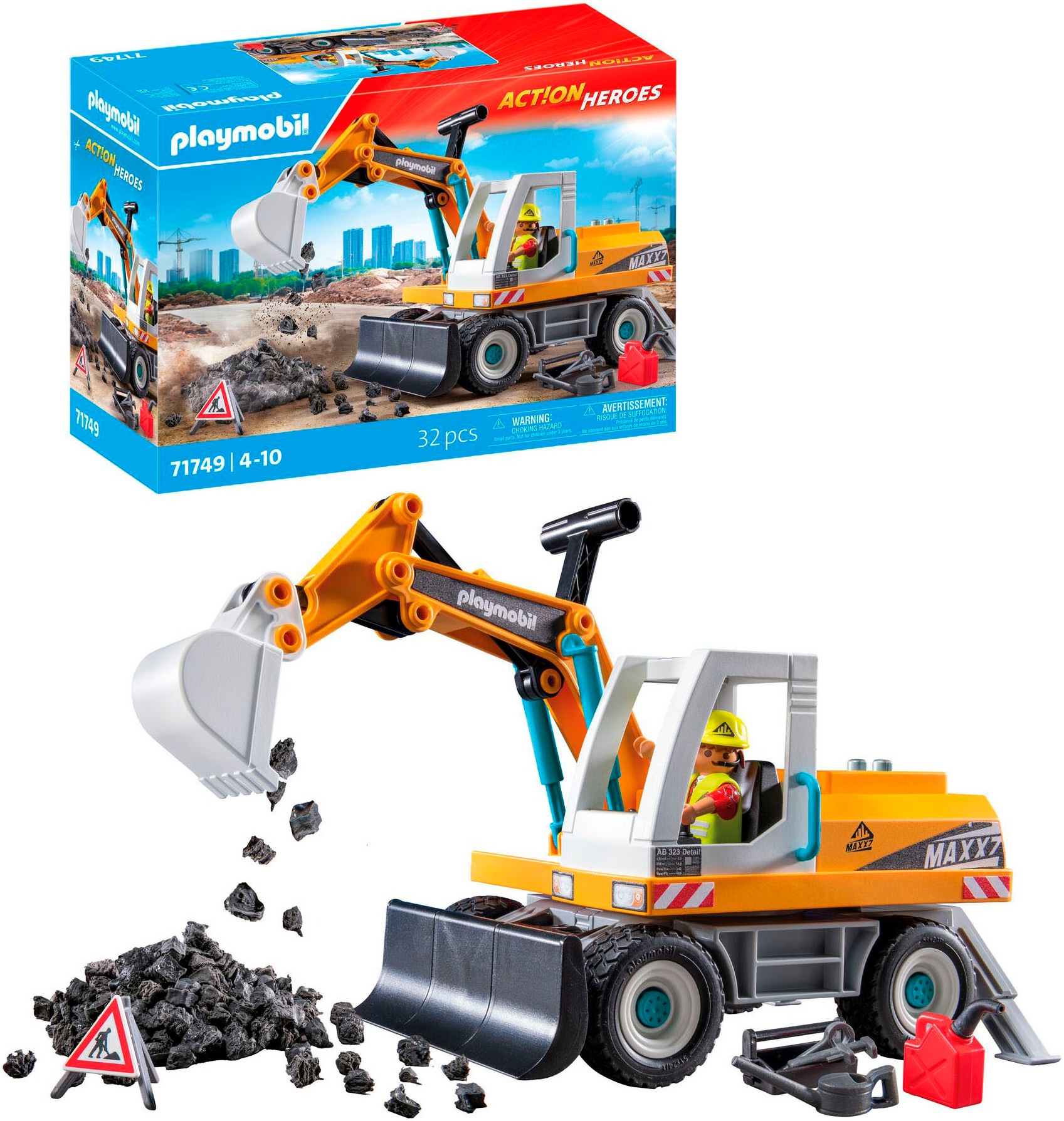 Playmobil® Konstruktions-Spielset »Großer Bagger (71749), Playmobil Action Heroes«, (32 St.), Made in Germany